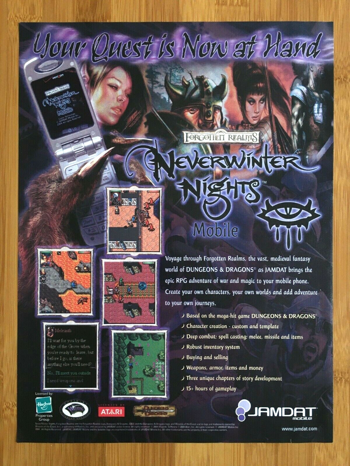 Neverwinter Nights Mobile 2004 Game Print Ad/Poster Official Dungeons & Dragons
