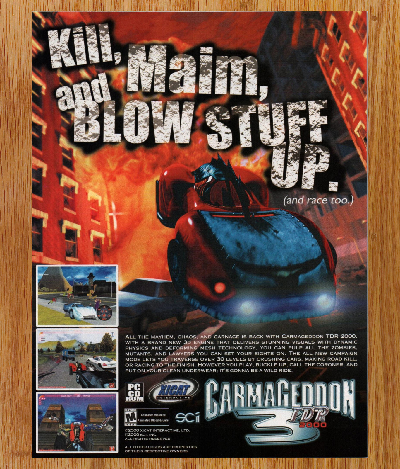 Carmageddon TDR 2000 XICAT - Video Game Print Ad / Poster Promo Art 2001
