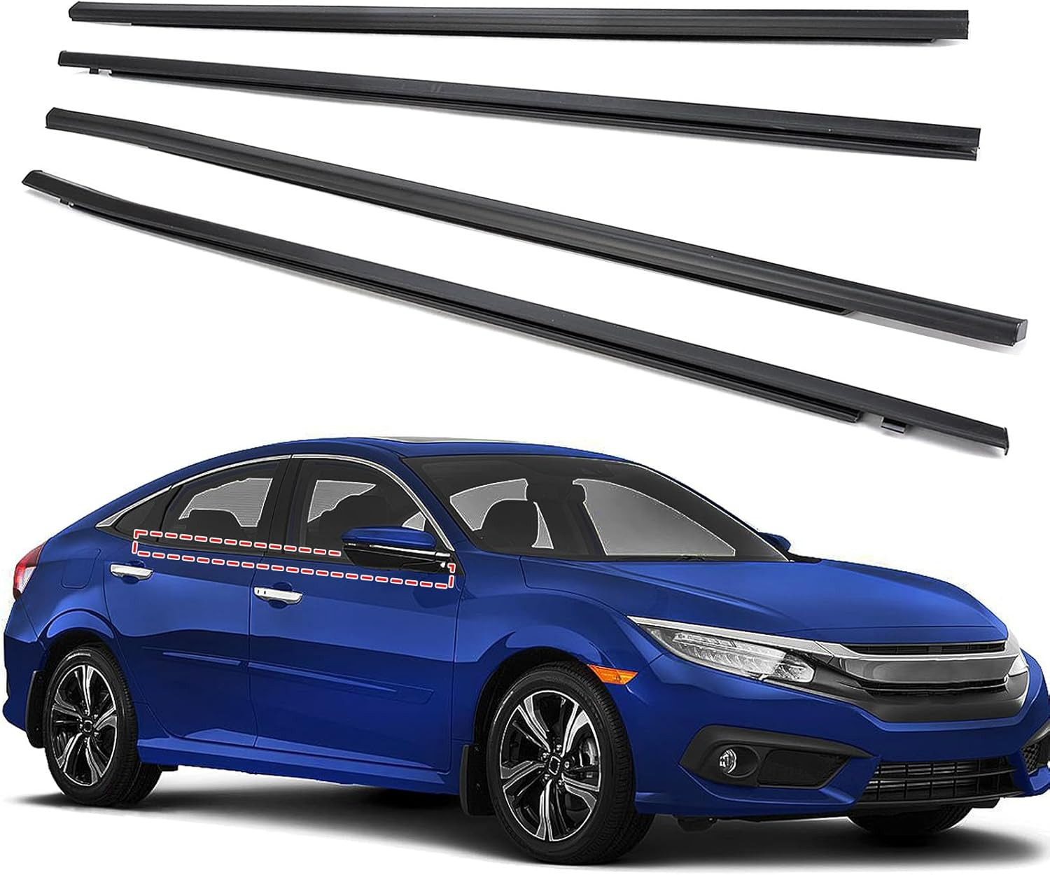 Car Window Weather Stripping Molding Trim Belt,Compatible with Honda Civic 2016-