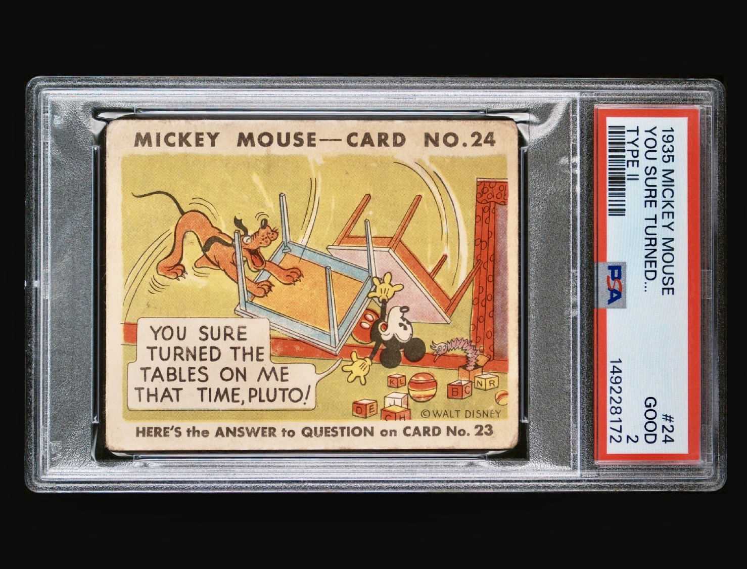 1935 Mickey Mouse Gum Card R89 TYPE 2 - #24 RARE - PSA 2 - You Sure Turned…