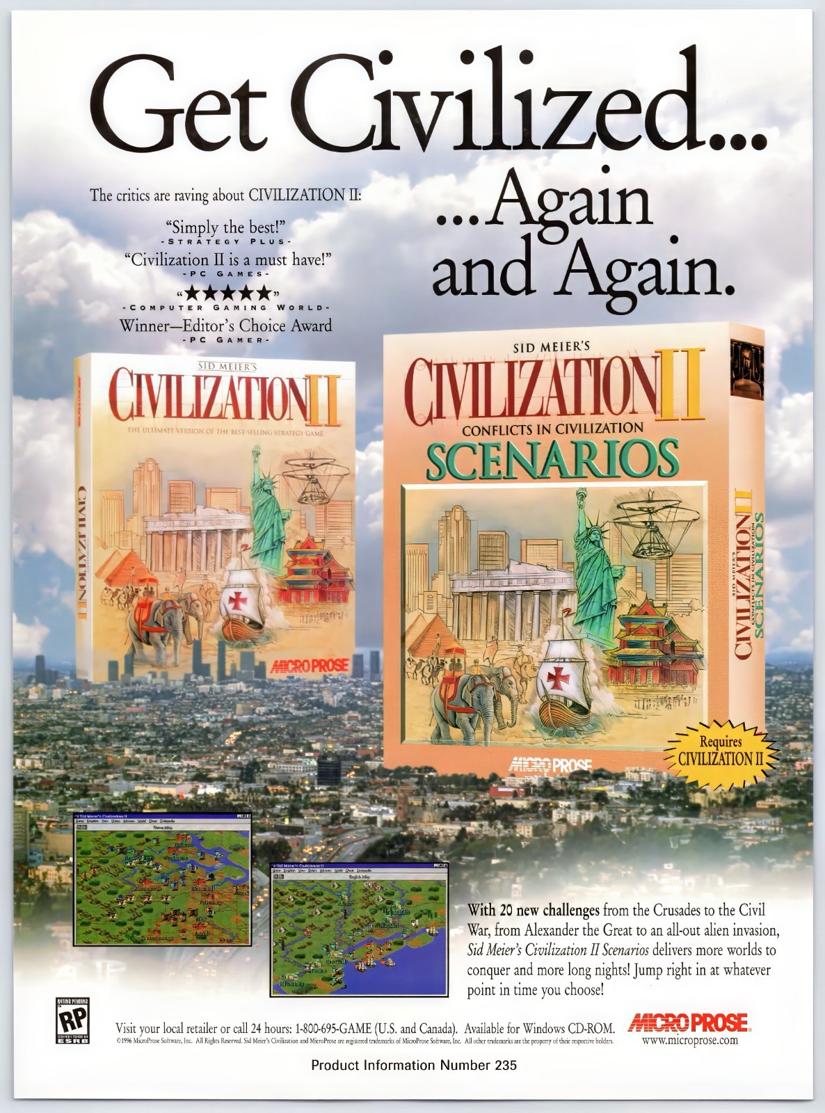 Sid Meier's Civilization II - PC - Vintage Original Print Ad/Poster Promo 1996