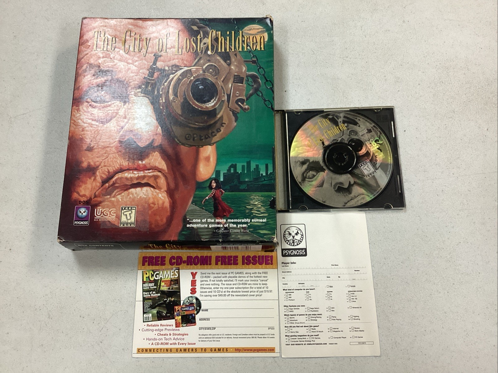 The City of Lost Children (PC, 1997) W/ Reg Card Big Box No Manual