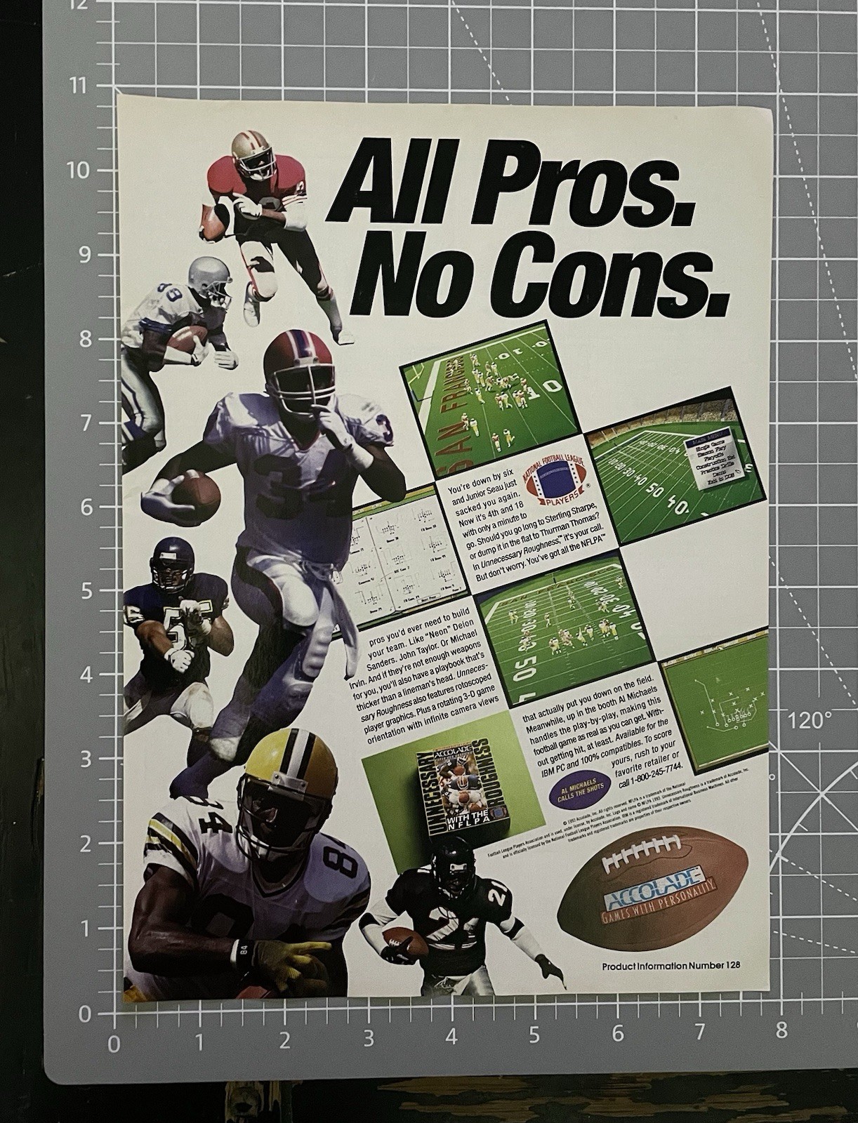 Unnecessary Roughness Football 1993 Print Ad 90’s Video Game Advertisement