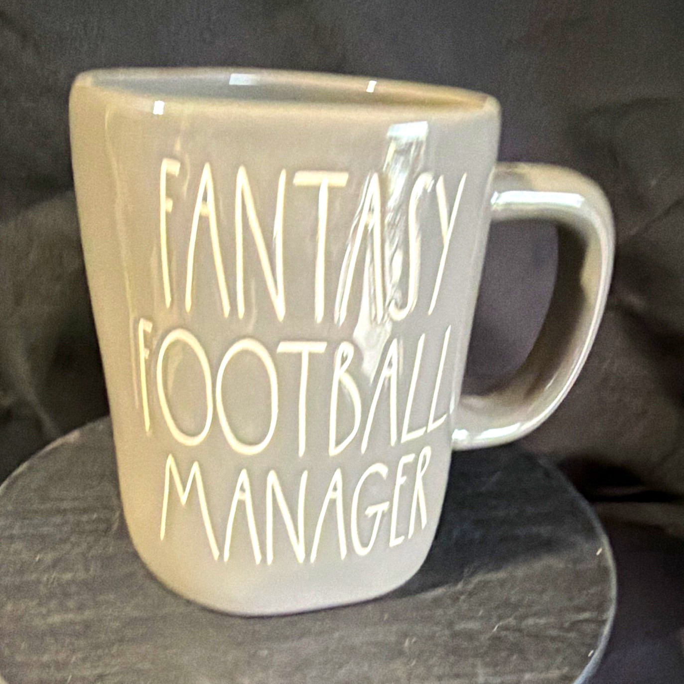 Fantasy Football Manager 12 oz Gray/White Ceramic Coffee Mug Printed Text Handle