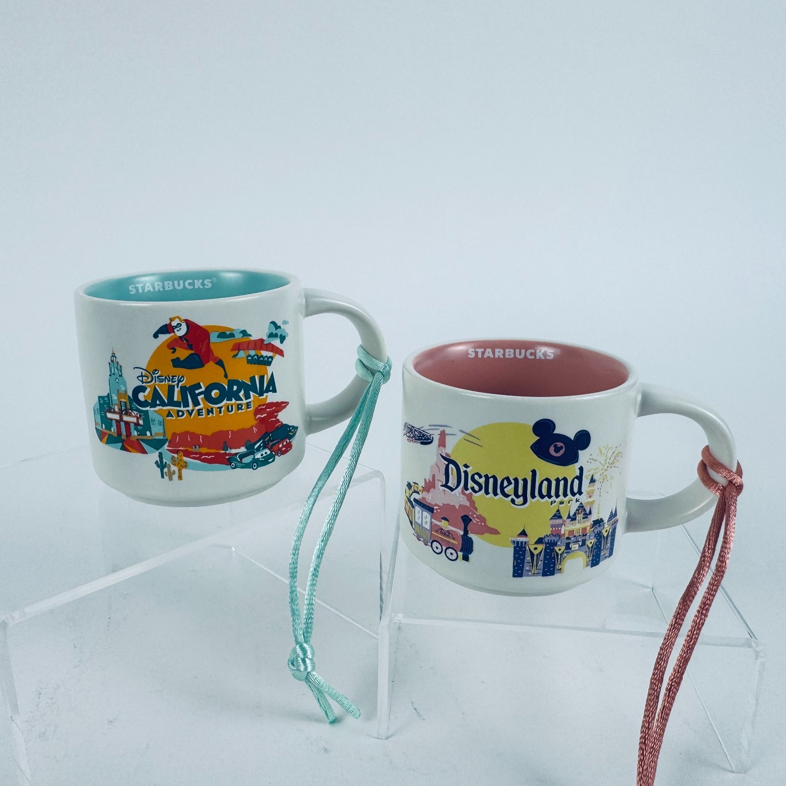 NIB Starbucks 2 oz Mug Ornament Set of Two Disneyland California Adventure 2025