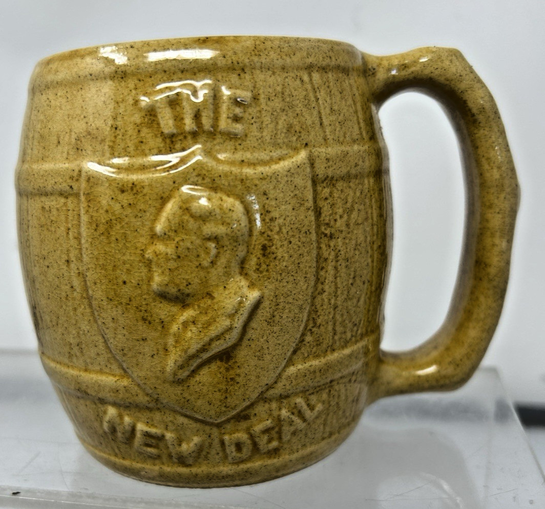 1930s FRANKLIN ROOSEVELT THE NEW DEAL FDR PRESIDENTIAL POLITICAL CAMPAIGN MUG