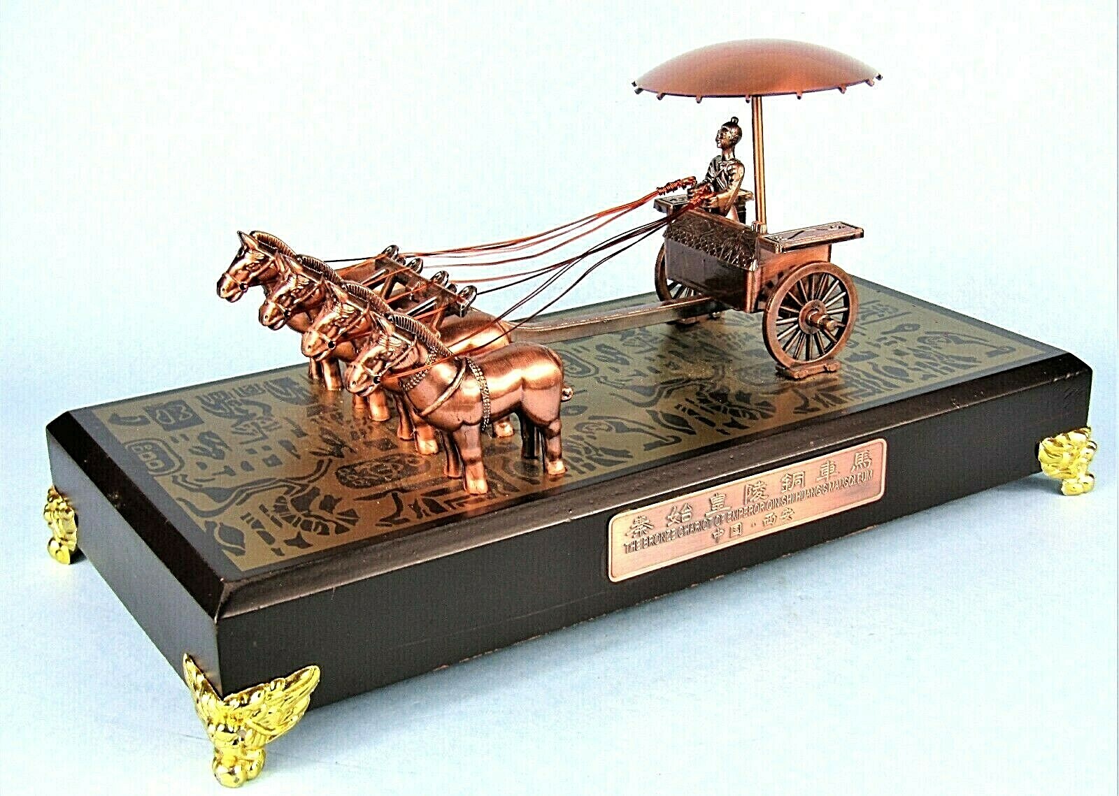 ANCIENT CHINESE BRONZE CHARIOT OF EMPEROR QIN SHI HUANG RARE METAL REPLICA MODEL