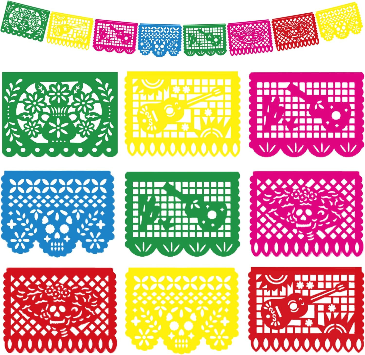 Day of the Dead Decorations Papel Picado Streamer Banner Altar De Muertos Flag