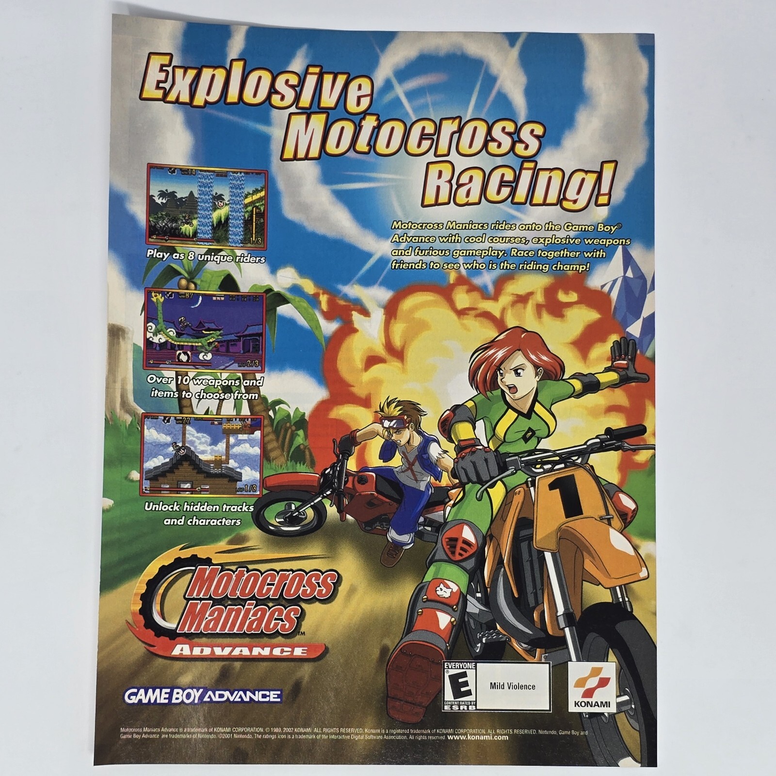 Motocross Maniacs GameBoy Advance Explosive Print Ad/Poster Official Promo Art