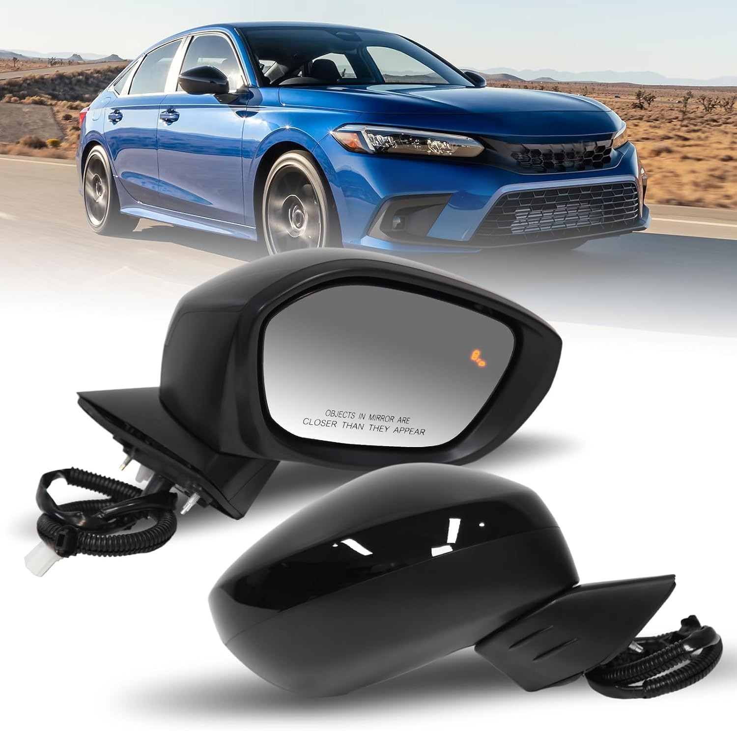 Left Driver Side Mirror Compatible with 2022-2025 HONDA CIVIC Sedan/Hatchback Mi