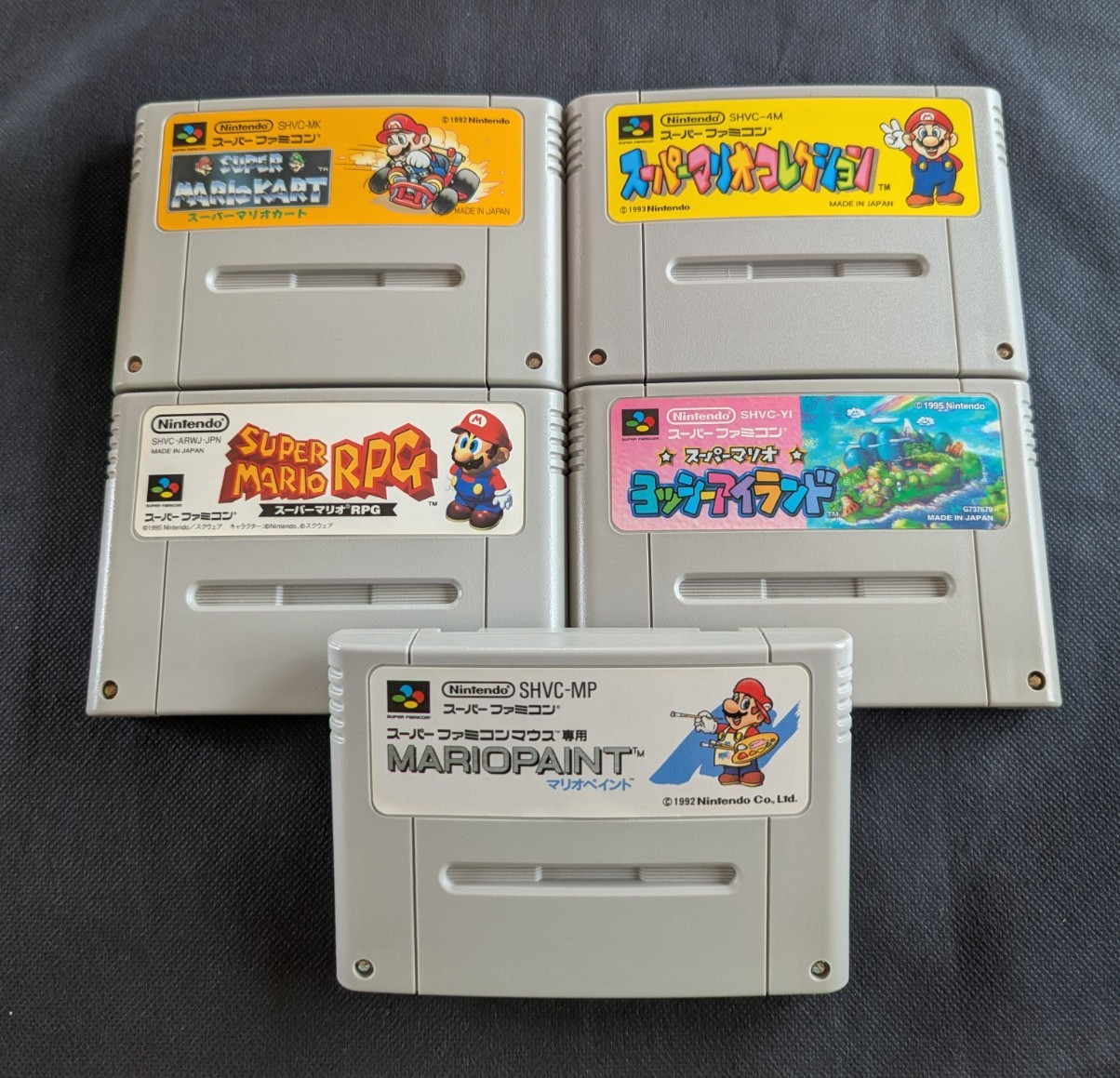 5x SFC Mario Games -Tested. Kart, Collection, RPG, Paint & Yoshi's Island. Japan