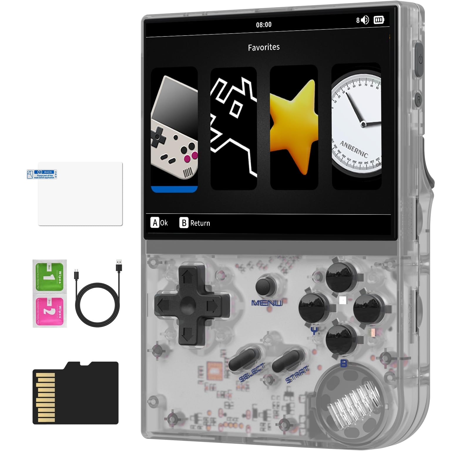 RG35XX Retro Handheld Game Console Linux System HD and TV 3.5 Inches, White 