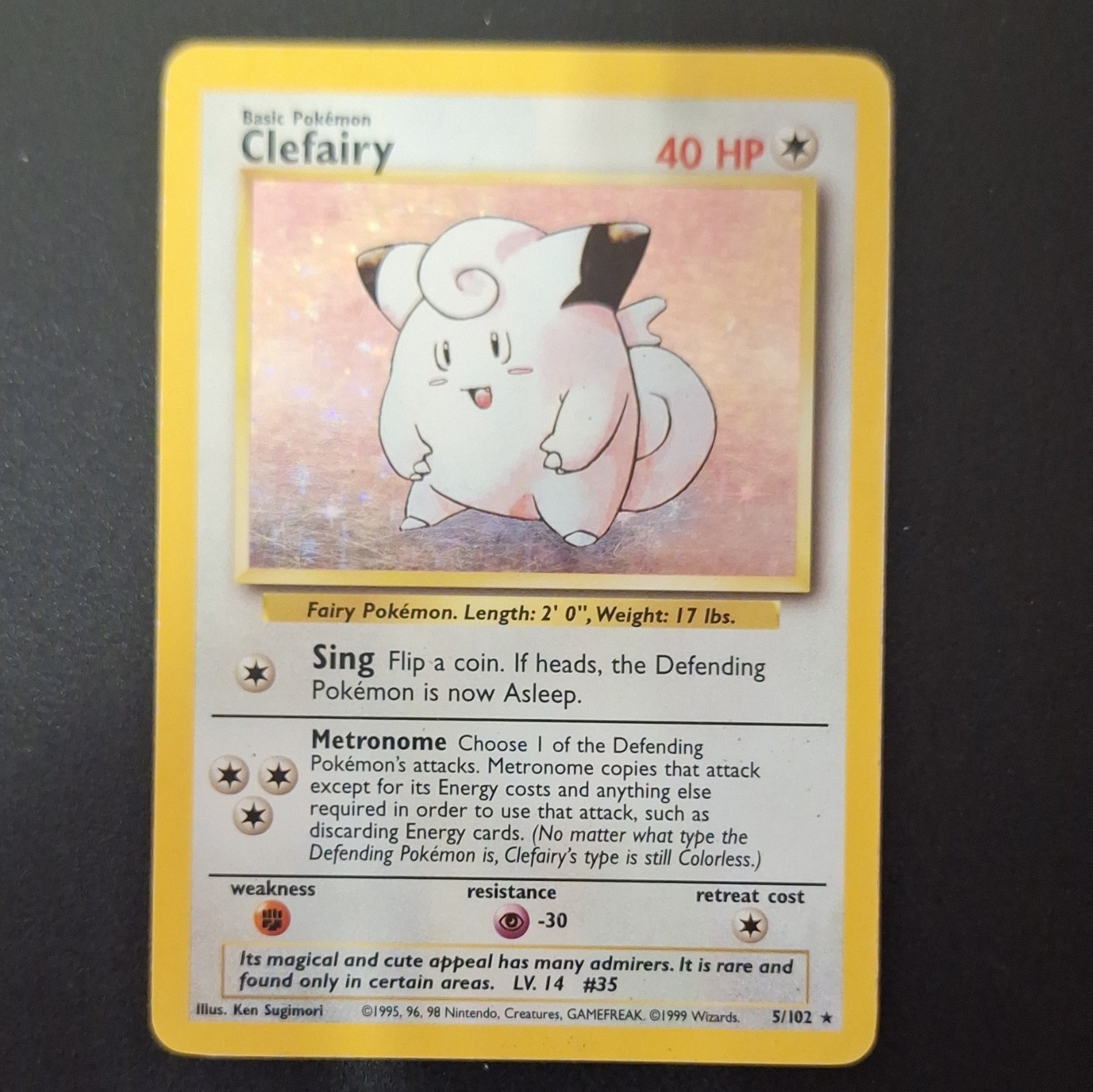 Wizards of the Coast Pokemon Clefairy 5/102 Base Set Holo ENG 1999 40 HP