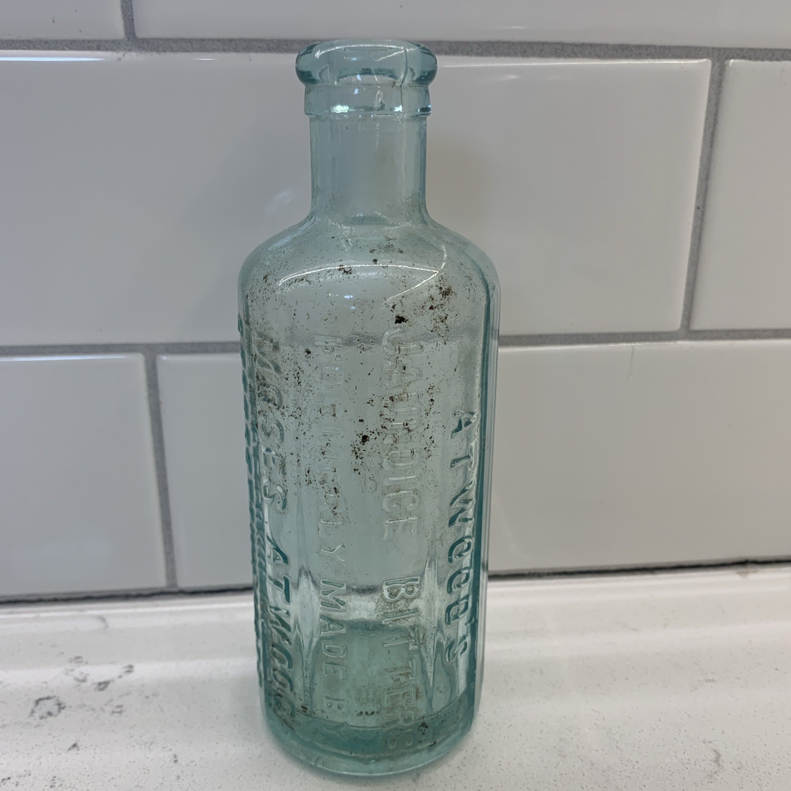 Antique 1890's Atwoods Jaundice Bitters Bottle Aqua 6