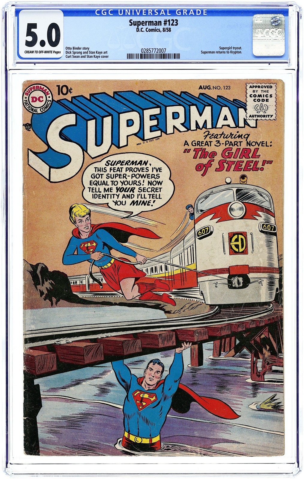 Superman #123 CGC 5.0 1958 0285772007 1st app. 'Super-Girl'