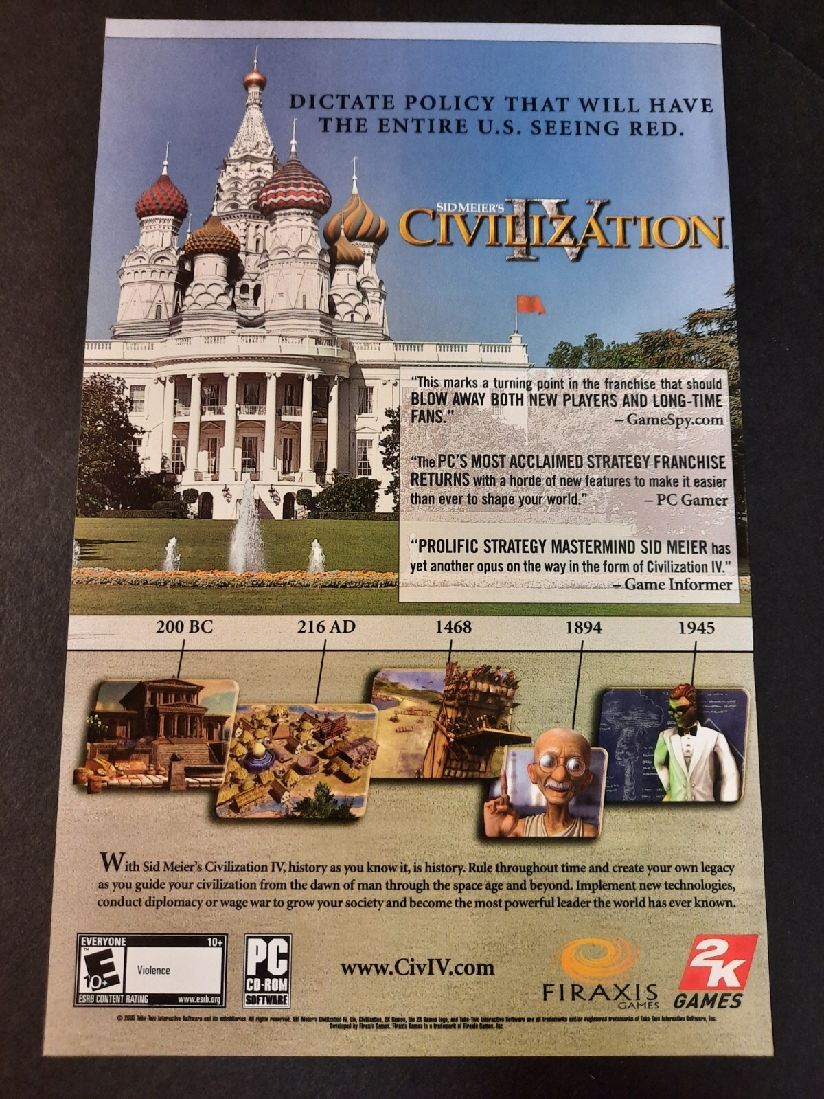 Sid Meier's CIVILIZATION IV PC 2K Games ~ Comic Page PRINT AD 2005