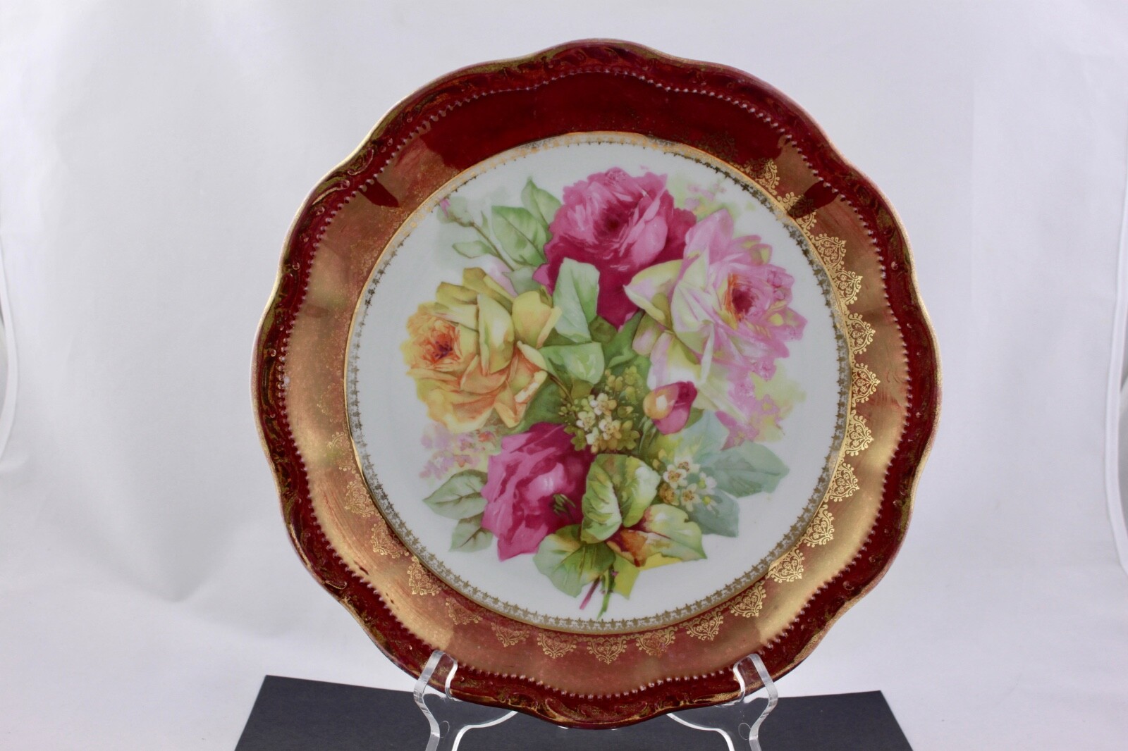 VINTAGE GOLD ENCRUSTED TRIM & RED WITH FLORAL DESIGN 12\