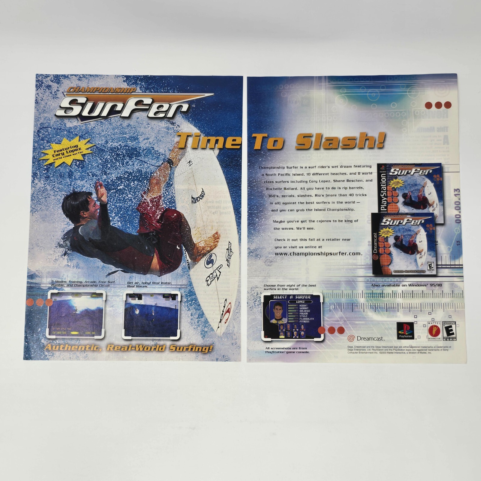 Championship Surfer Sega Dreamcast Sony PS1 Slash Print Ad/Poster Promo Art