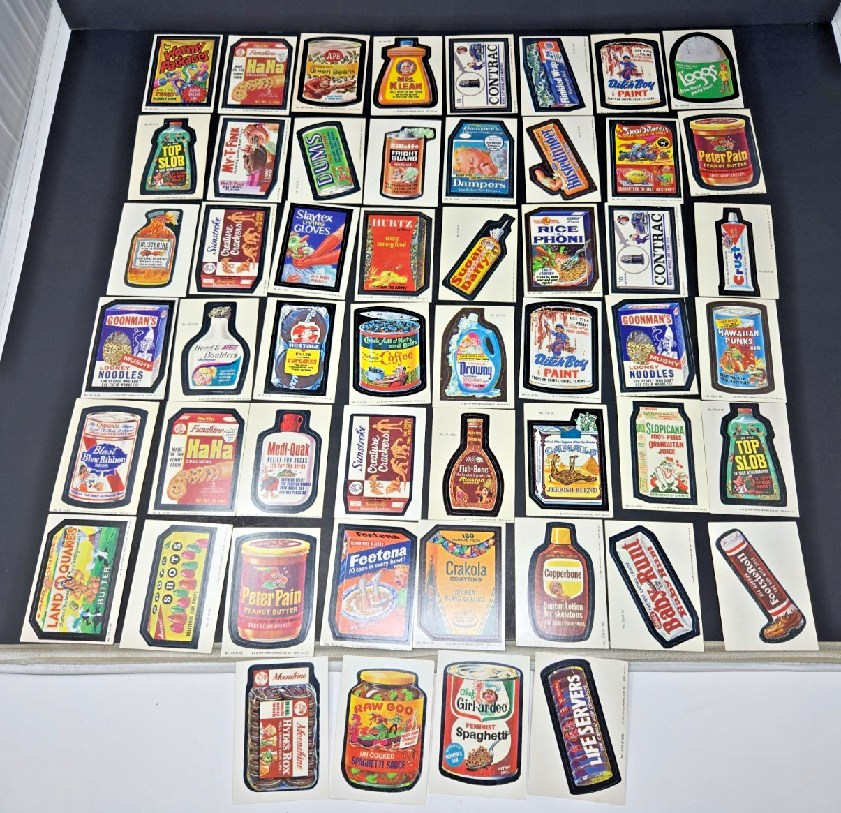 LOT of 52 Topps 1979 Wacky Packages Gum Cards Crakola Shots Dums Dampers Drowney