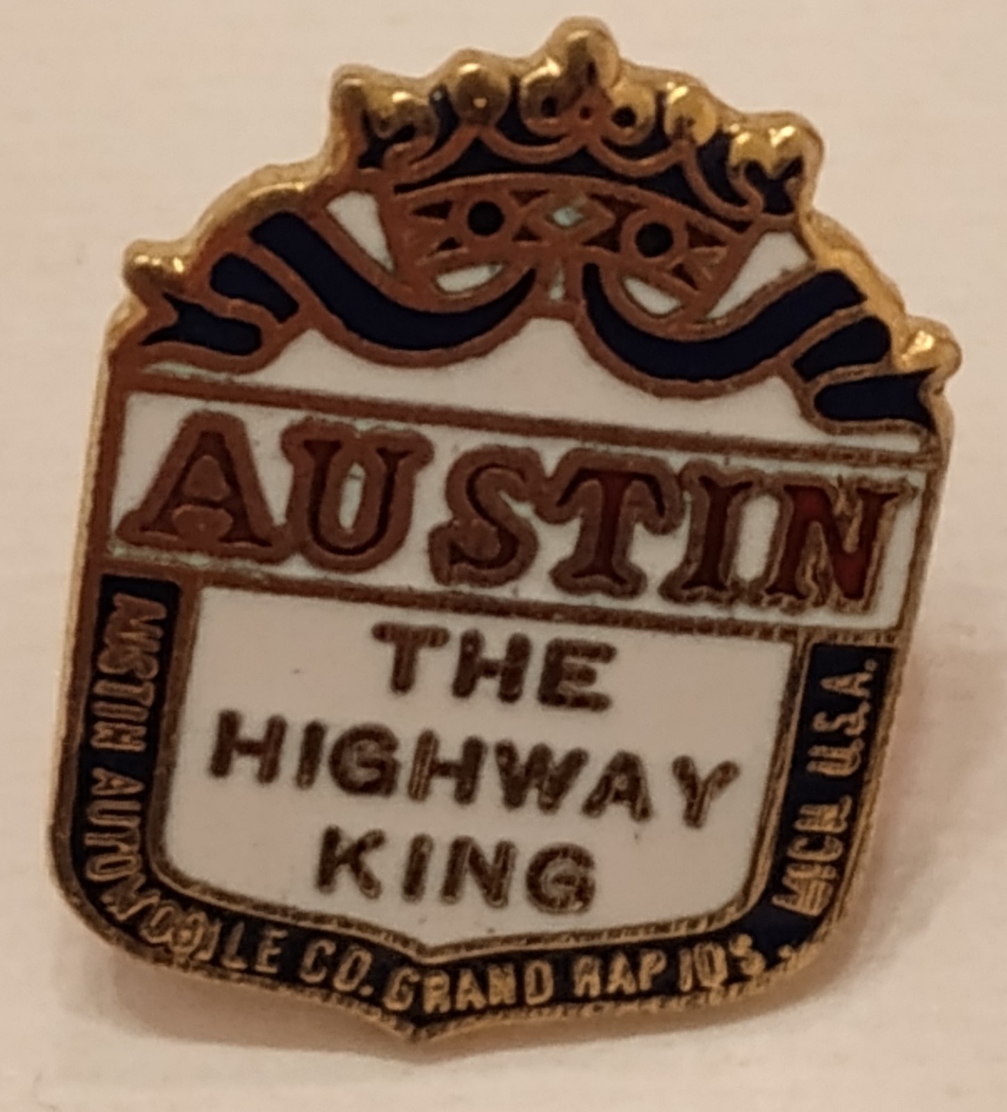 Vintage Austin Automobile CO Grand Rapids Michigan The Highway King Lapel Pin