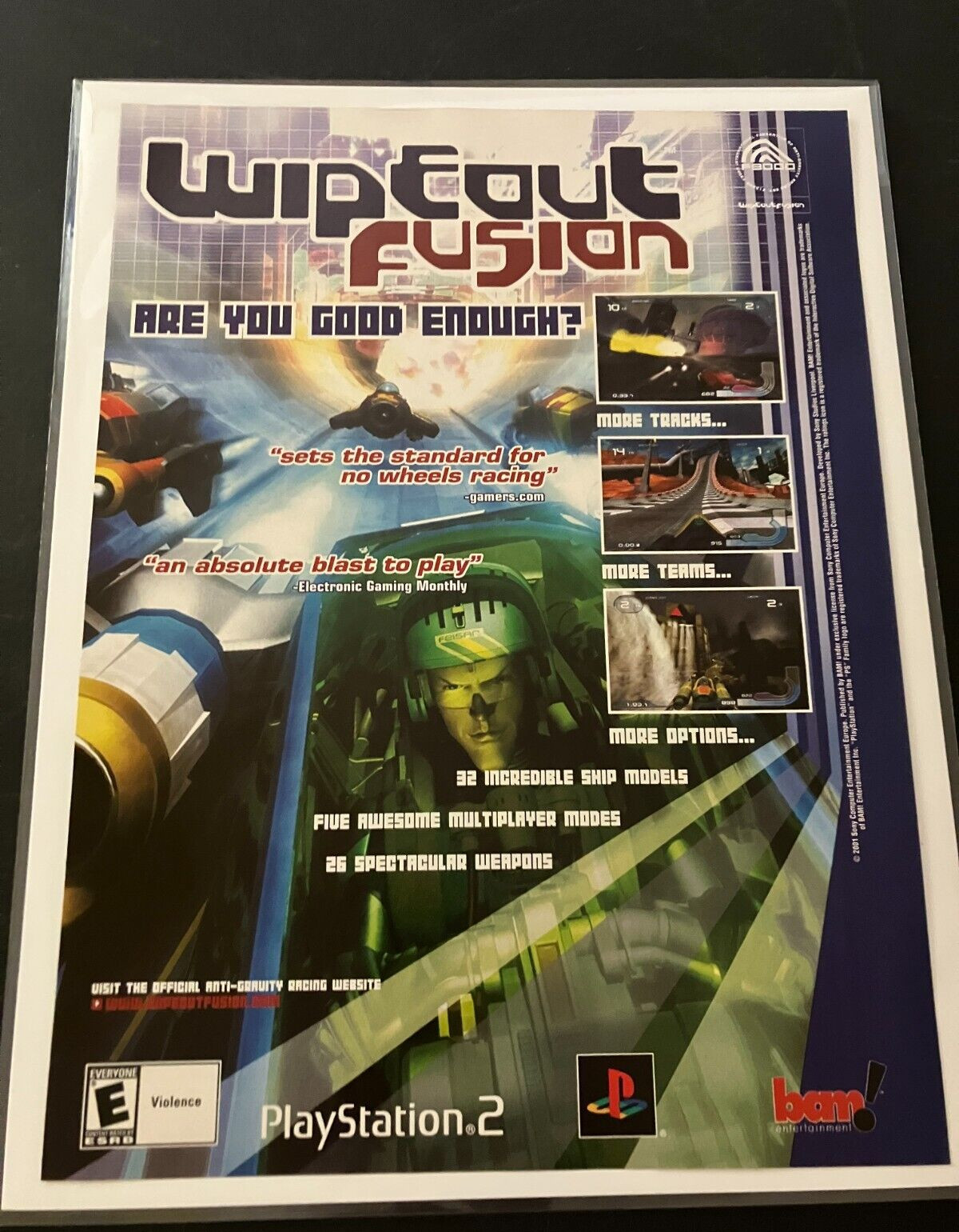 Wipeout Fusion - Vintage Original Gaming Print Ad / Poster / Game Room Wall Art