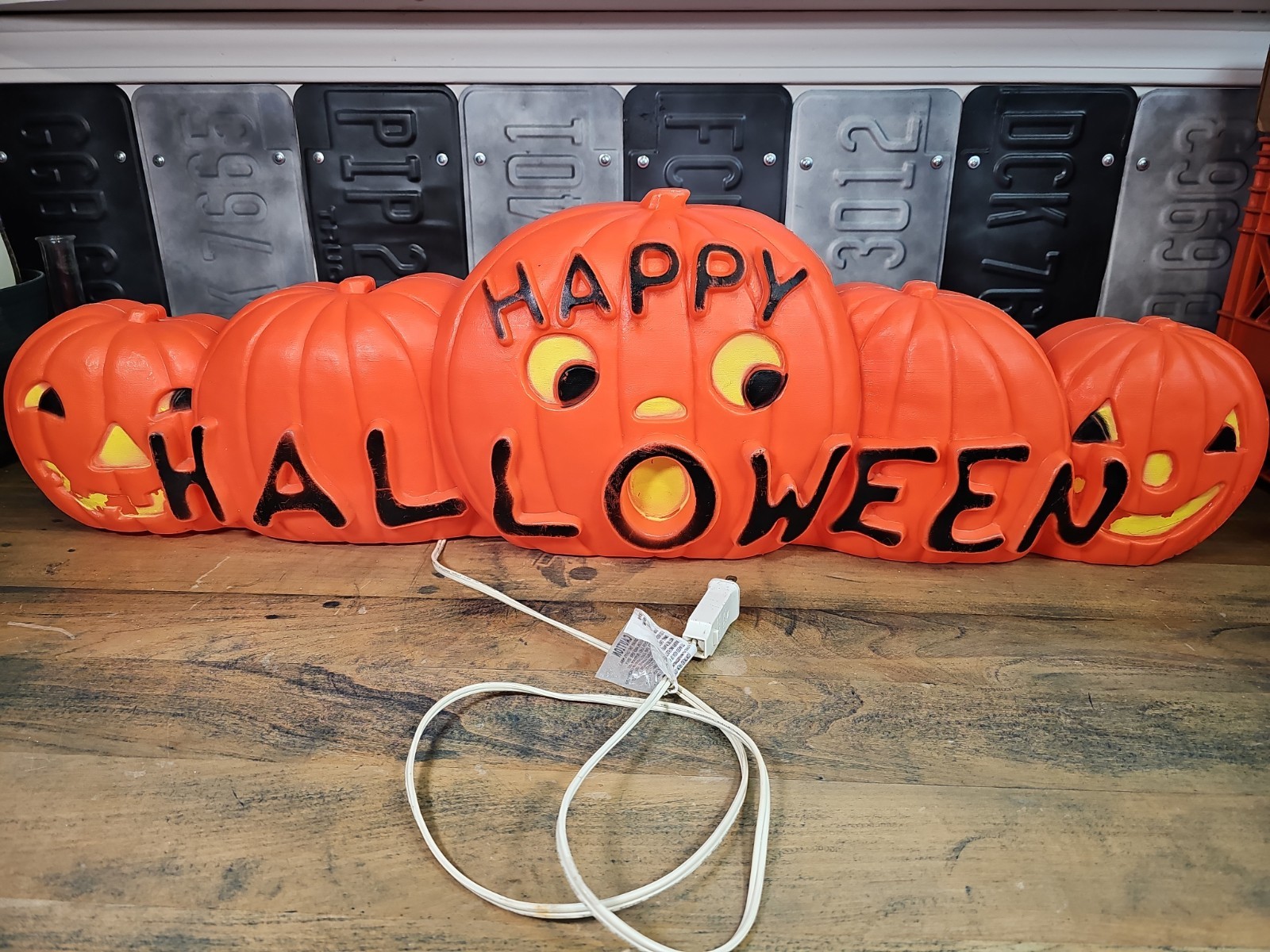 VTG 1996 Union Products Don Featherstone Pumpkin Happy Halloween Blow Mold-READ