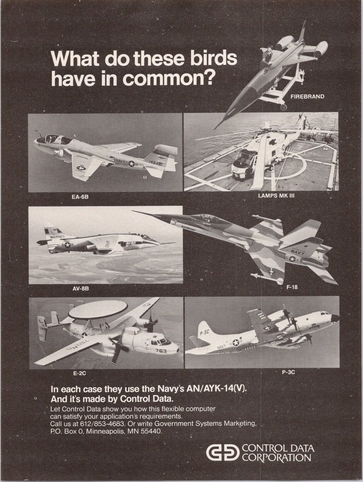 Control Data Vintage Print Ad Military Aviation Aircraft Computer 1980s