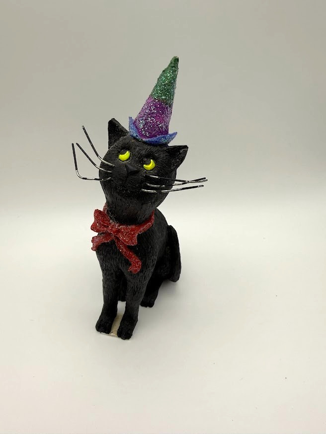 VTG Y2K Black Cat Witch Whimsigoth Bashful Figure Halloween Decor Nantucket