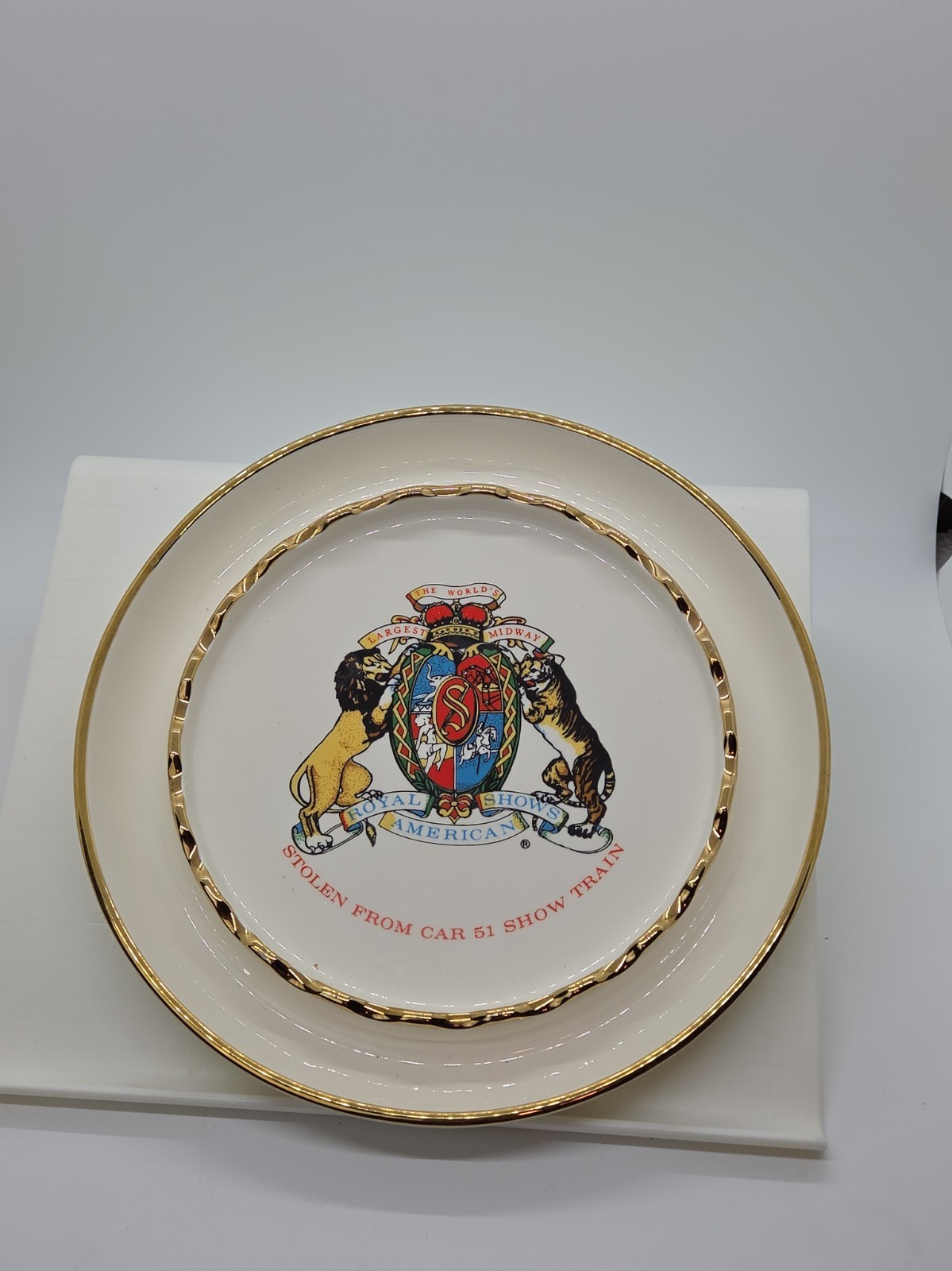 VTG Royal American Shows Carnival Plate Stolen From Car 51 Train Souvenir 8.5