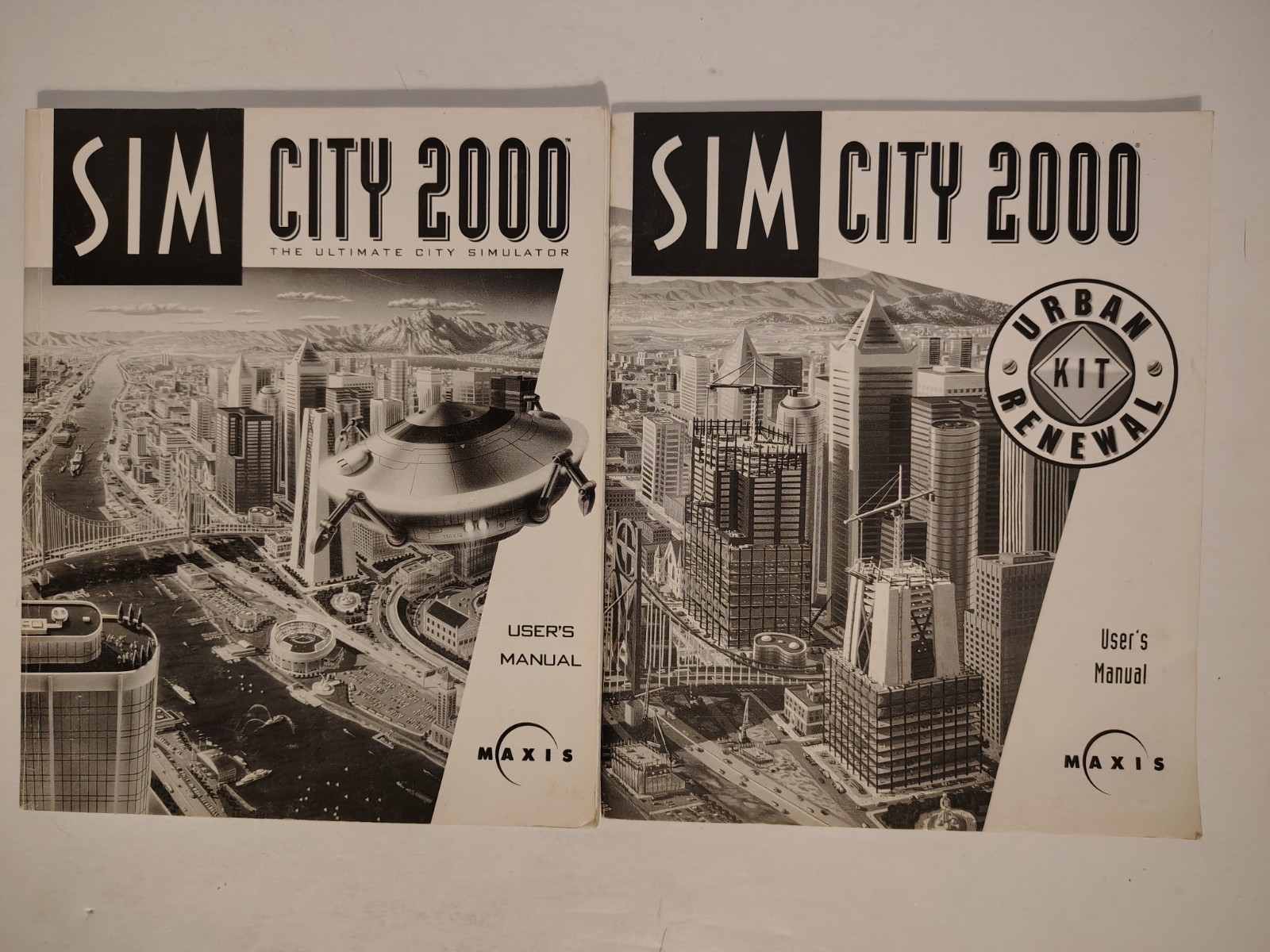 Sim City 2000 and Urban Renewal Kit User's Instruction Manual Books - 1993 Maxis