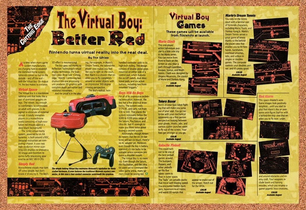1995 Nintendo Virtual Boy New Release Review Original Advertisement / Promo vc4