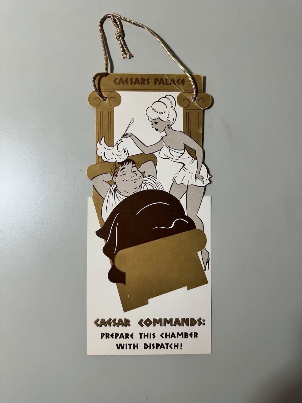 RARE 1960s Caesars Palace Room Door Hanger - Mid Century Las Vegas Vintage