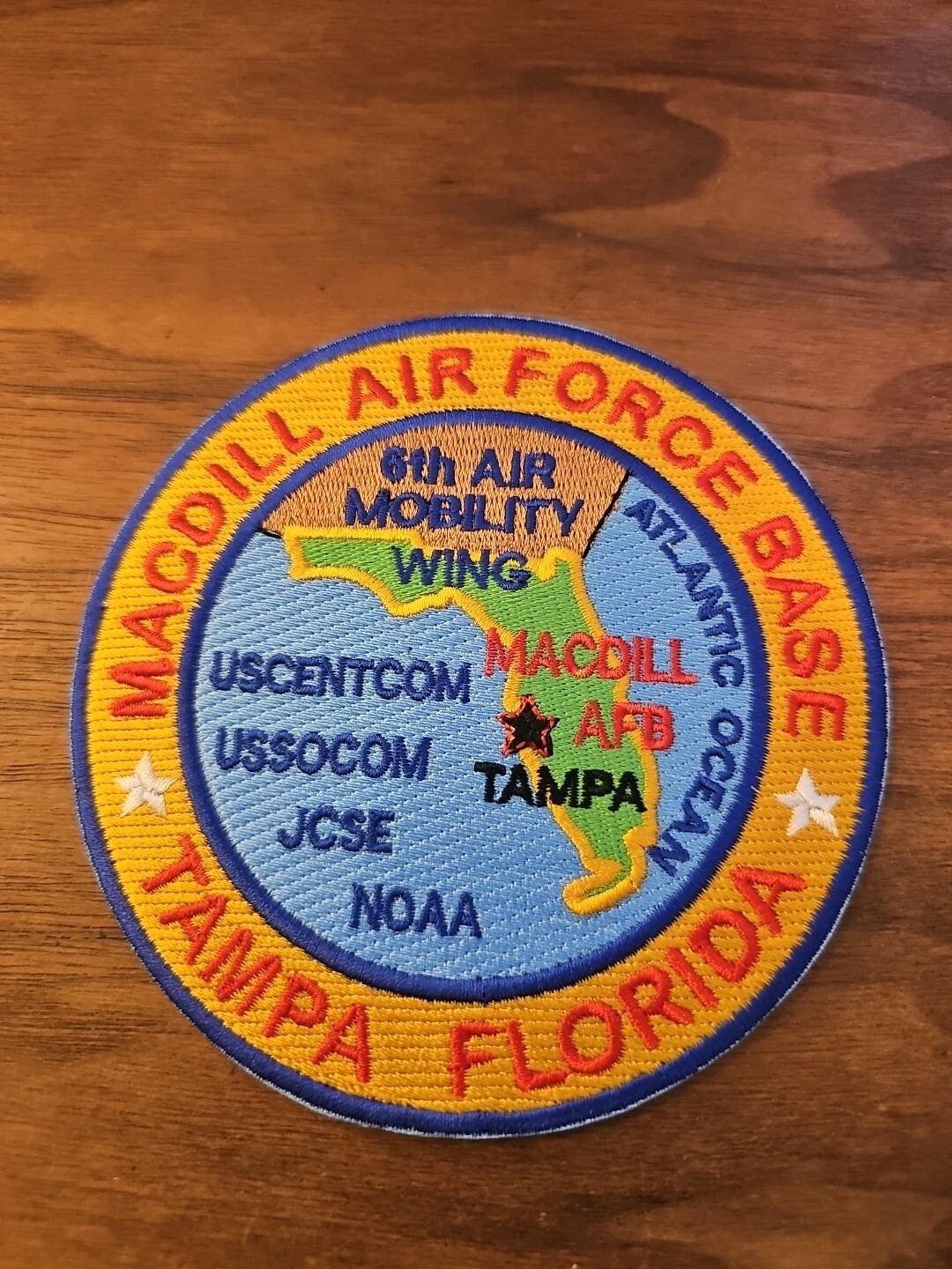 USAF BASE PATCH, MACDILL AIR FORCE BASE, TAMPA, FLORIDA, 6TH AIR MOBILITY WING