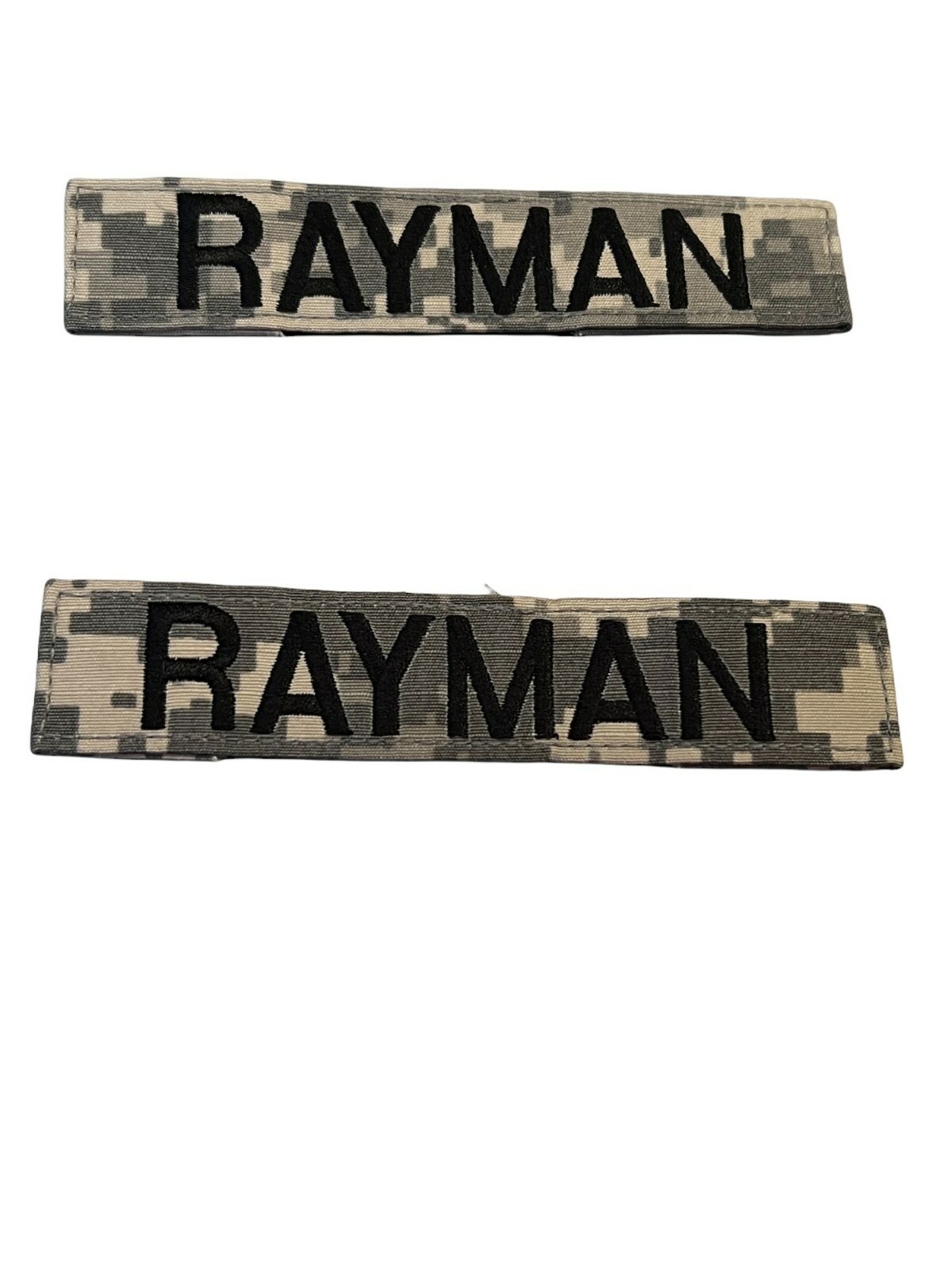 Lot of 2 US Army Camo Black Name Tape Patch RAYMAN Hook and Loop NWOT