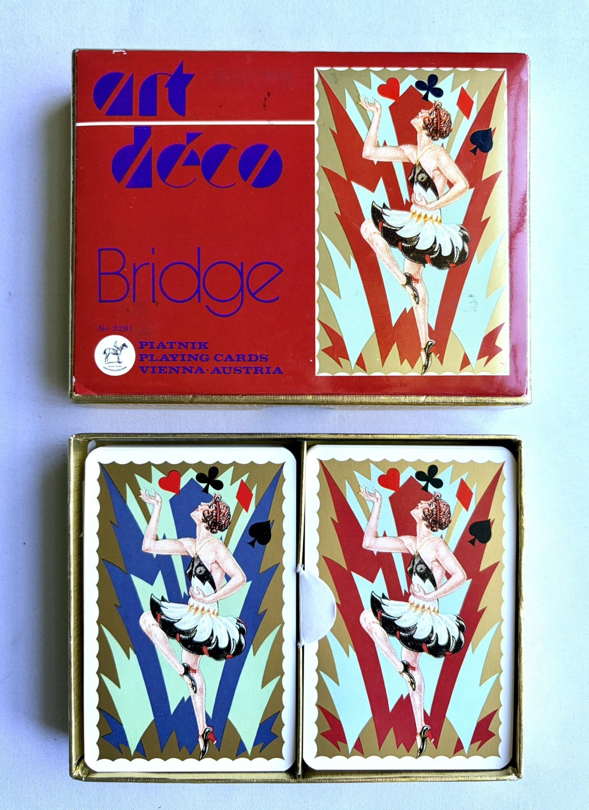 Vintage Piatnik ART DECO Playing Cards Double Deck w/ Original Box EXTREMELY HTF