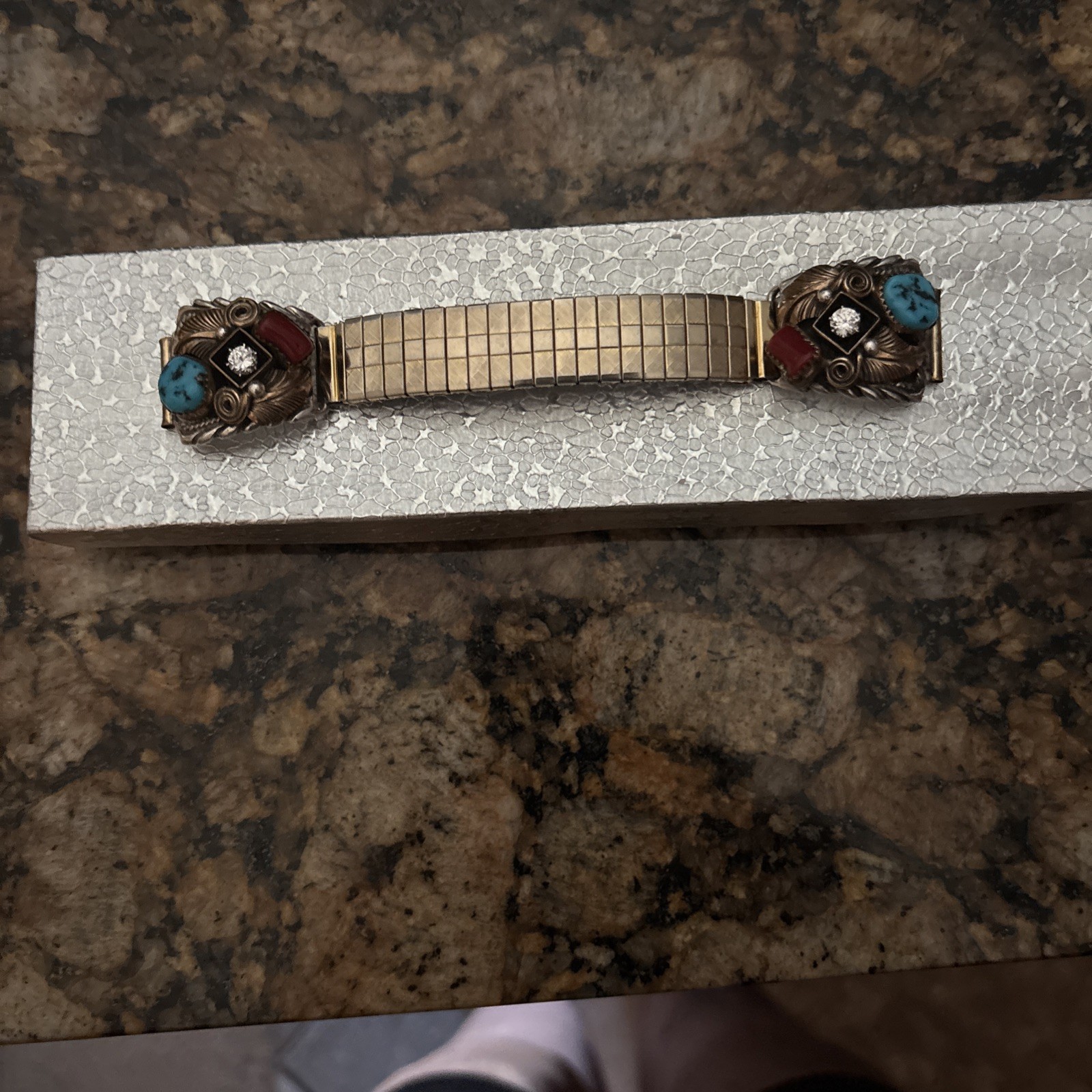 Vintage Southwestern Sterling Silver 12k Gold Tops Watch Tips 38.4g. Signed RP