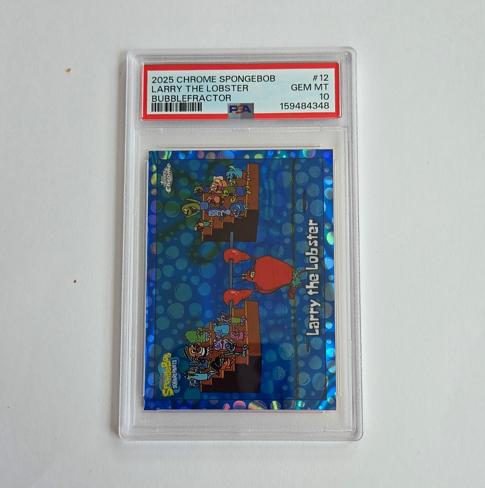 Topps SpongeBob 2025 Chrome Larry the Lobster #12 Bubblefractor PSA 10 159484348