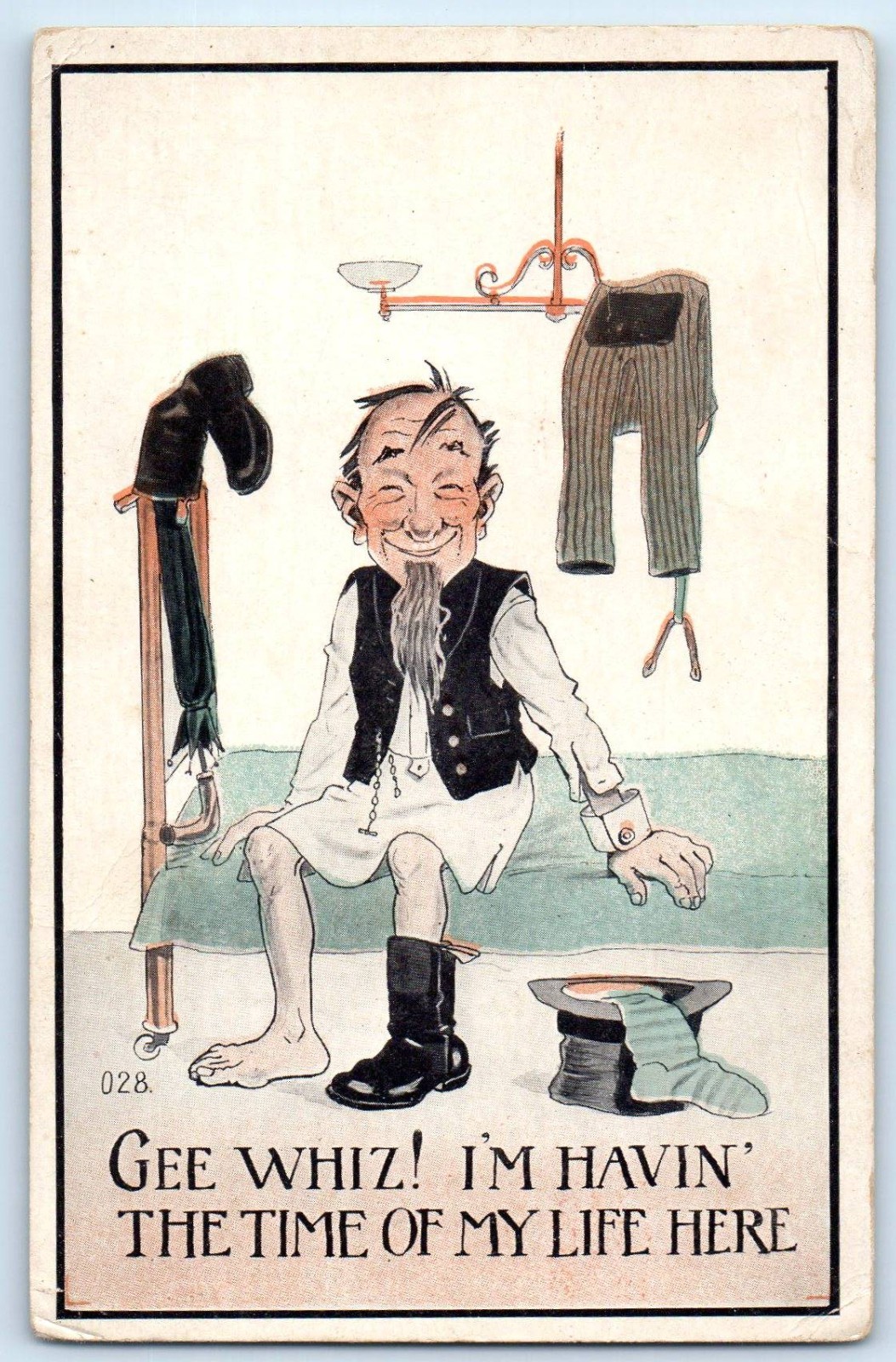 c1910's Old Man Gee Whiz I'm Havin The Time Of My Life Here Antique Postcard