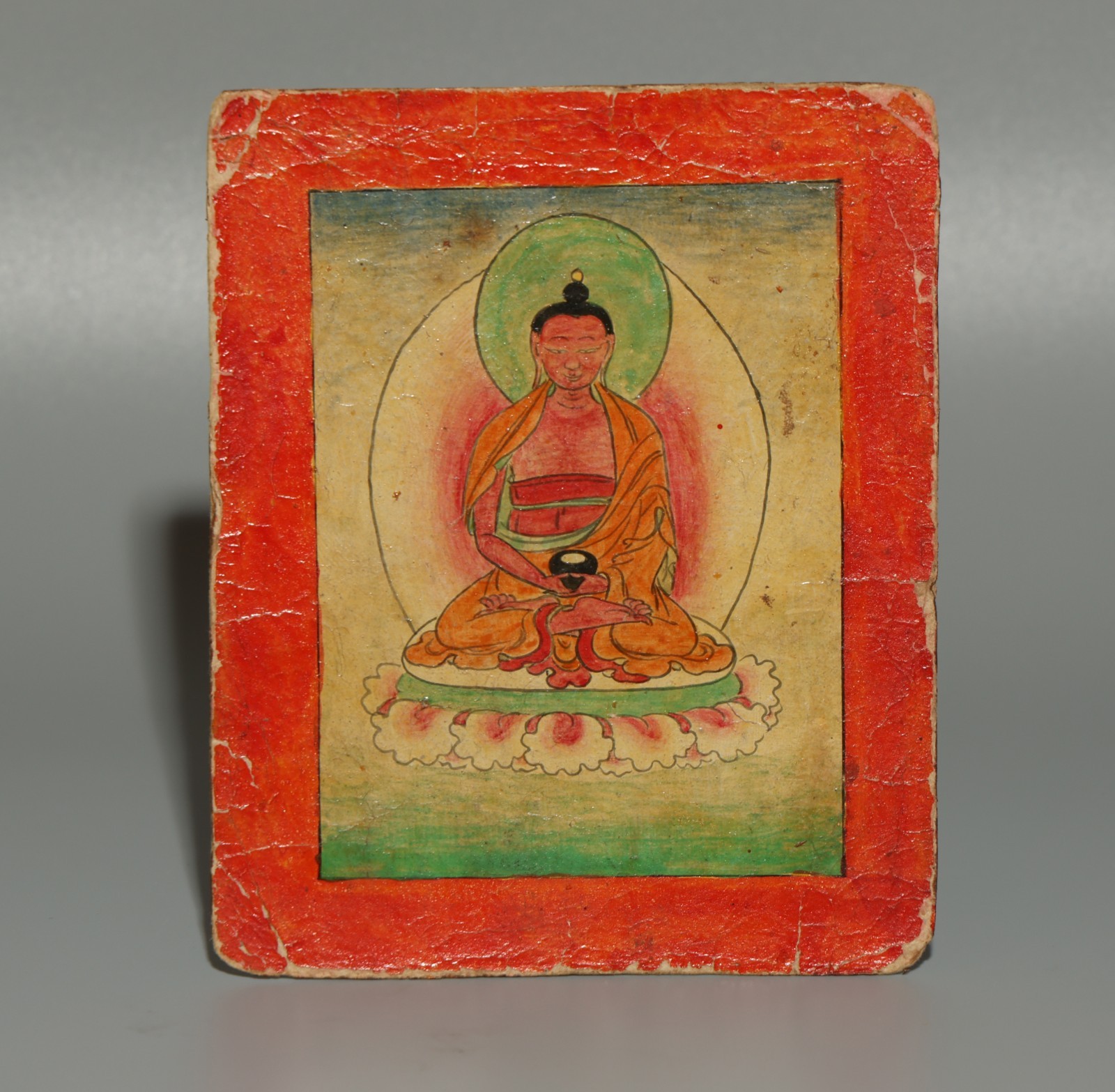 Real Tibet 19th Century Old Antique Buddhist Tsakli Tsaklis Thangka Amitabha