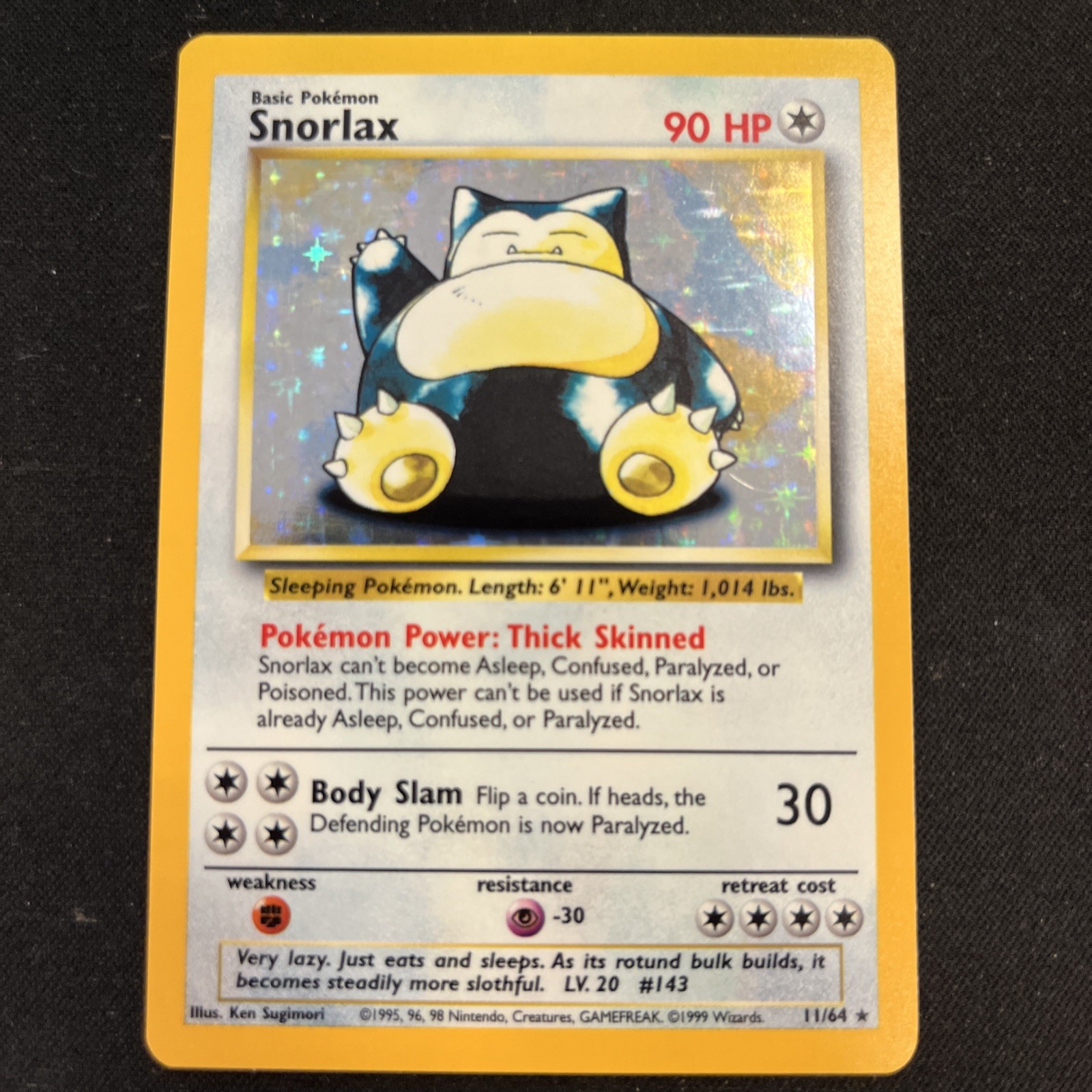 Pokemon Card - Snorlax Jungle No Symbol Error 11/64 Holo Rare
