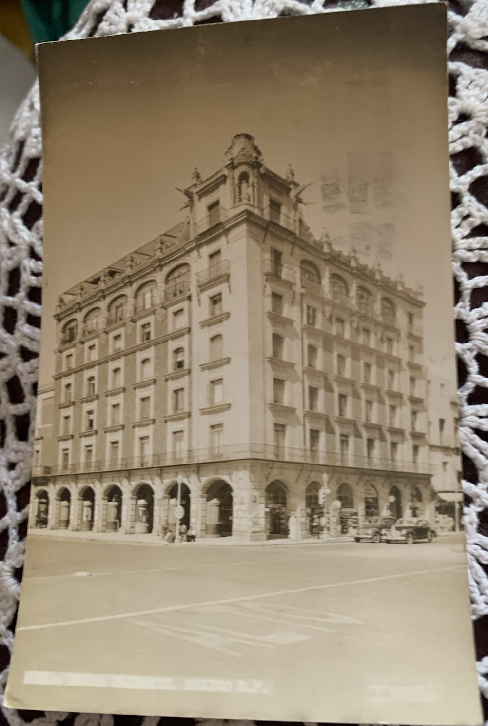 RPPC Photo Postcard Hotel Majestic Mexico City 1940’s Autos