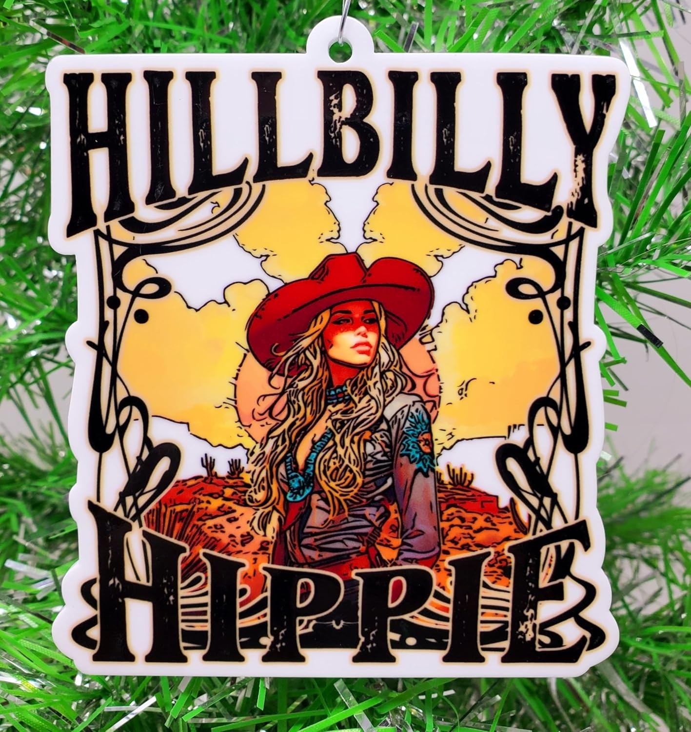 Hill Billy Cowgirl Christmas Ornament