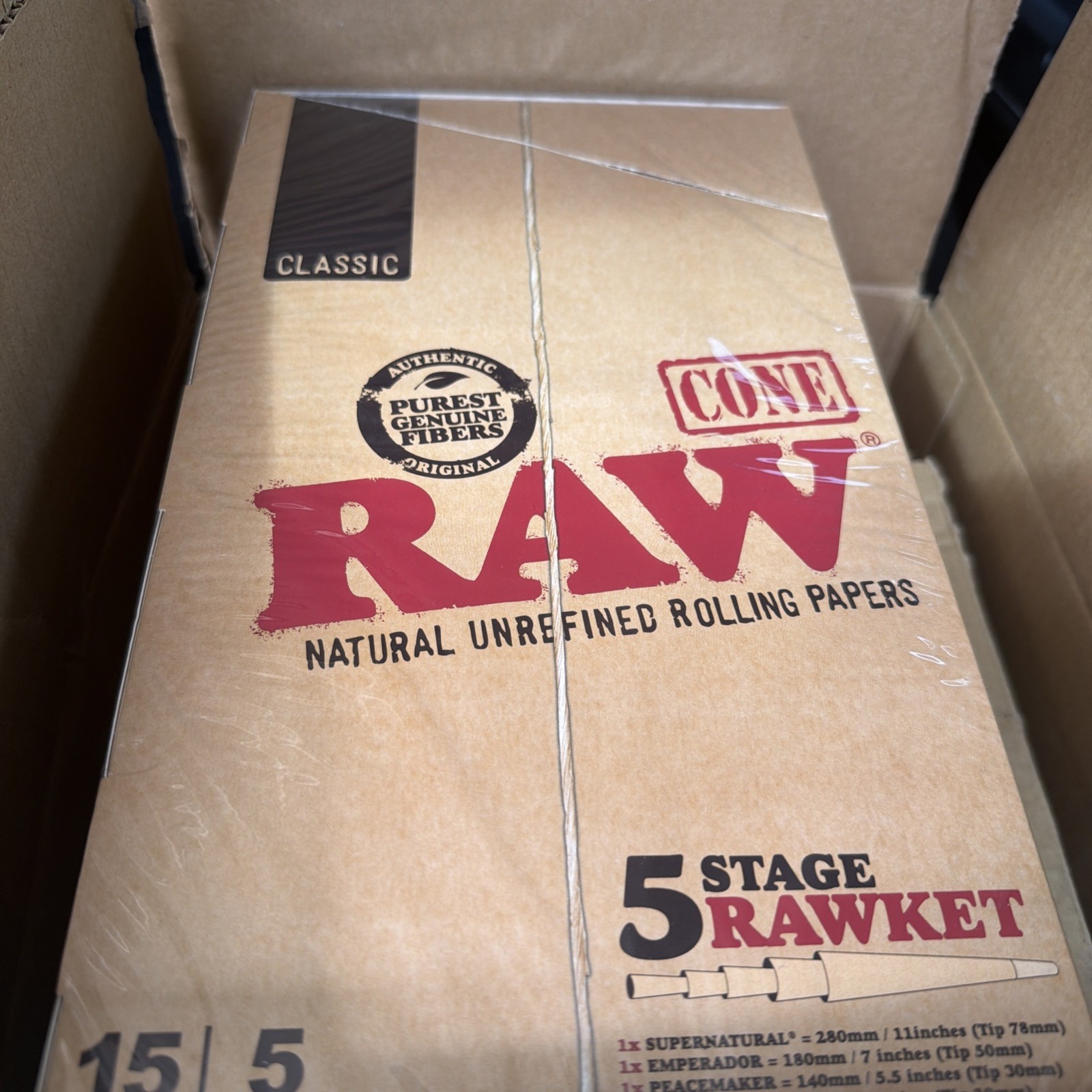 Full Box Raw Rawket 5 Stage 5 Per Pack Pre Rolled Emperador, Kingsize & Others