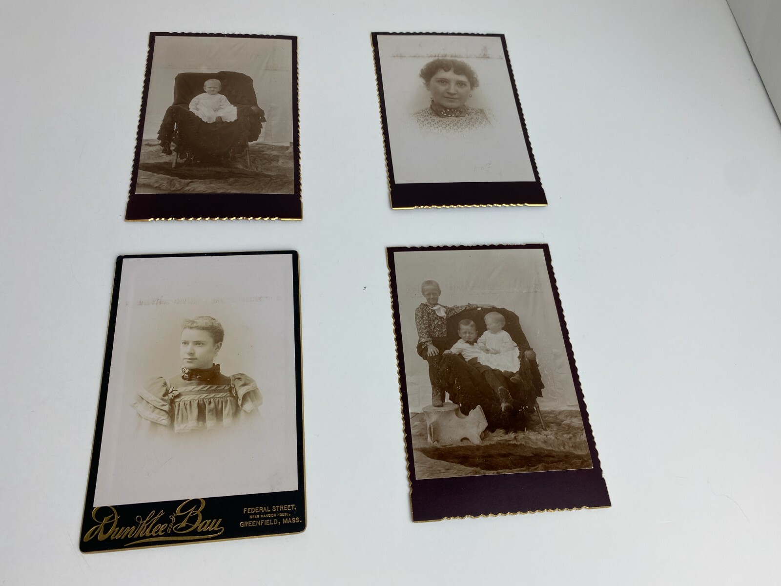 Antique Photo Cabinet Cards Dunklee & Bau Young Women Children Baby Mother Teen