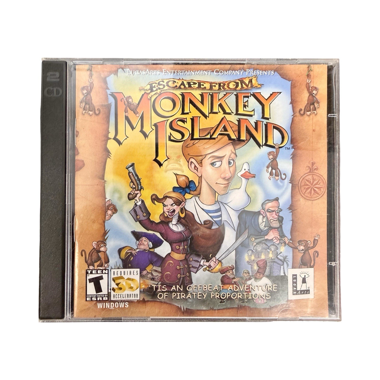 2000 Escape From Monkey Island Windows PC 2 Disc CD ROM Game (COMPLETE)