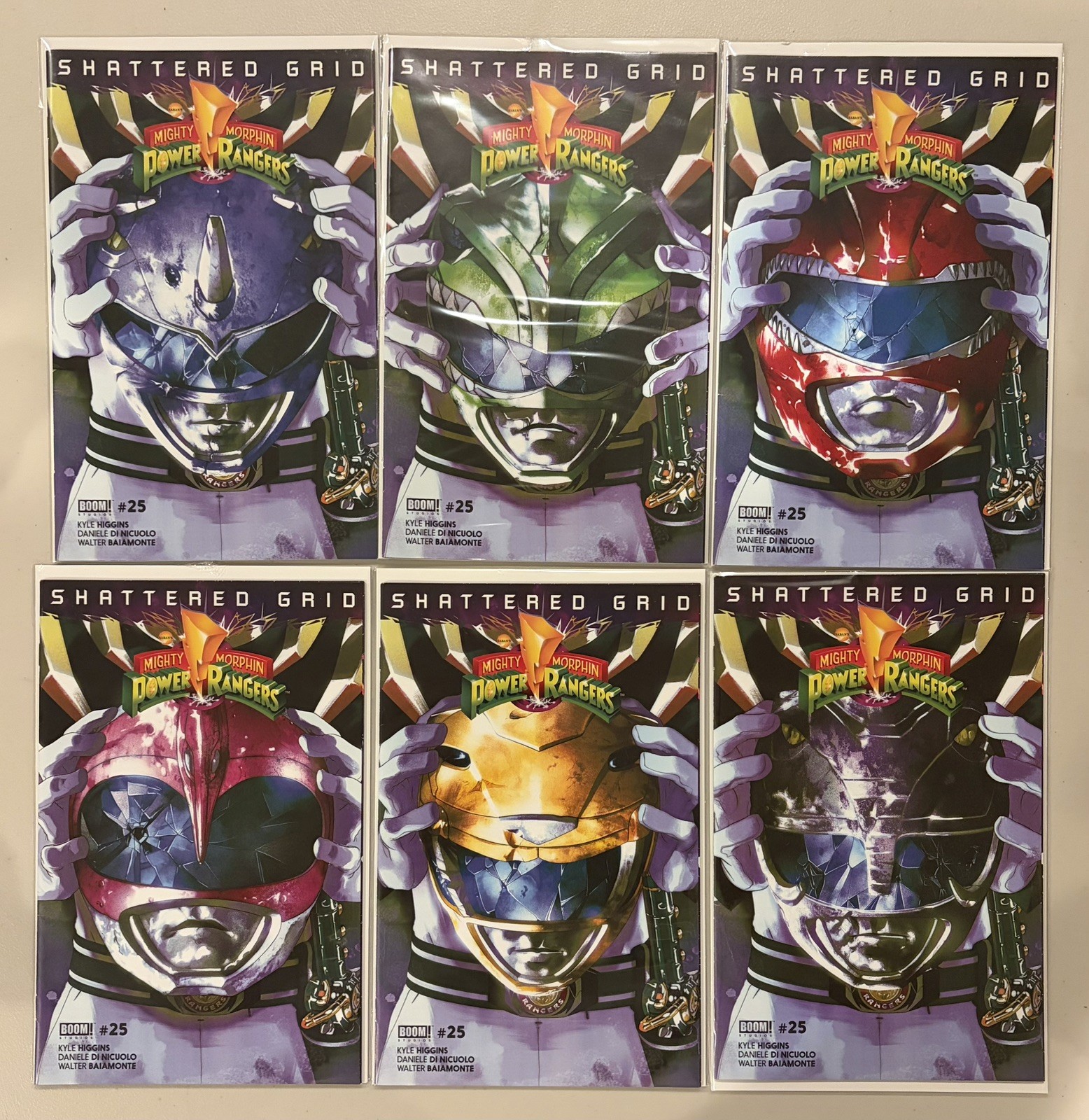 BOOM Mighty Morphin Power Rangers Shattered Grid #25 all 6 colors 