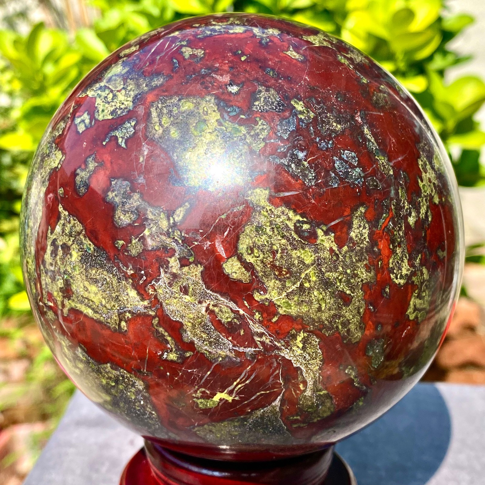 5.5LB LargeNatural dragon blood stone quartz sphere crystal ball reiki healing