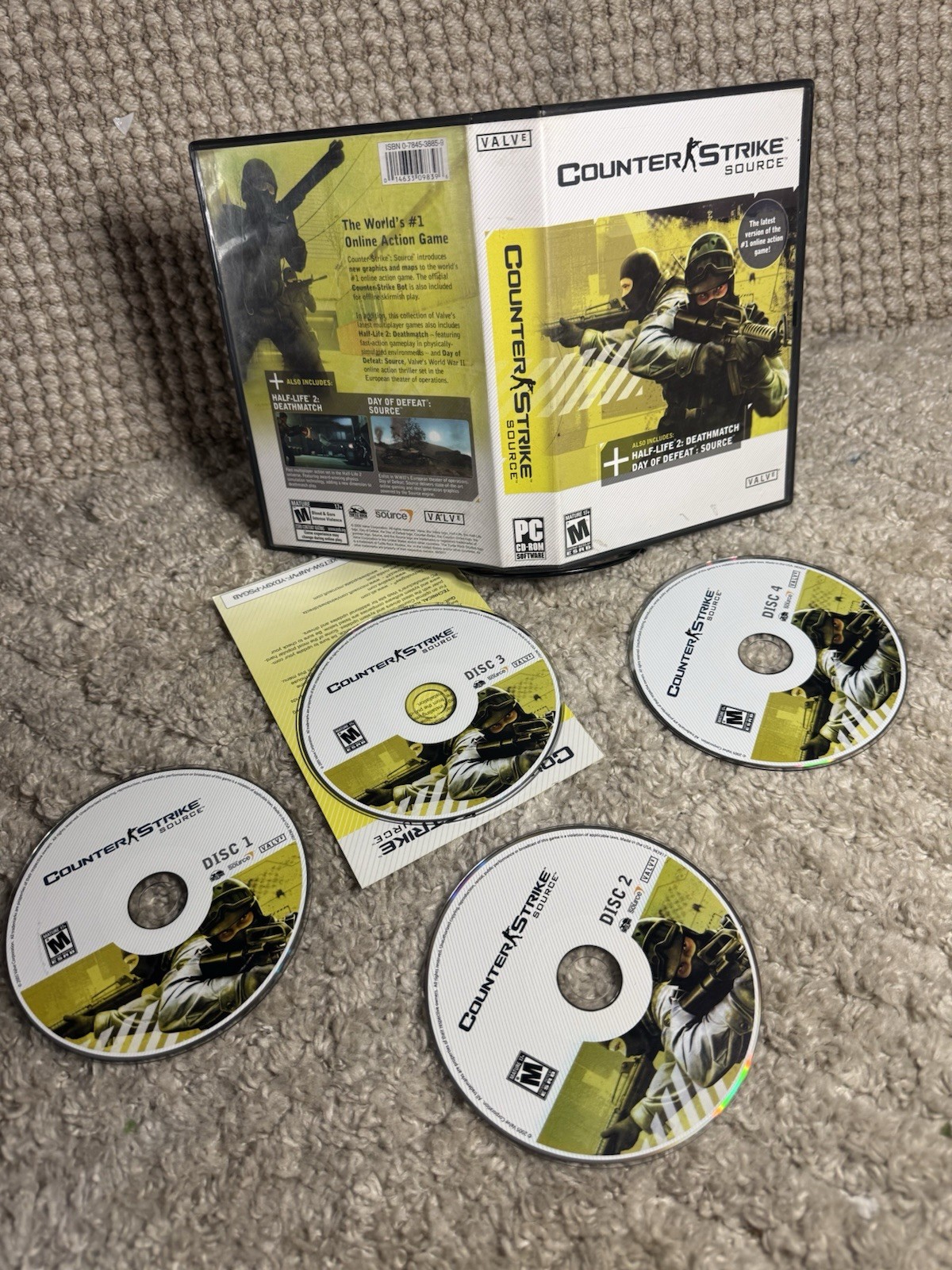 Counter Strike: Source (PC CD-ROM Game, 2005) 4 Disc Set Complete CIB