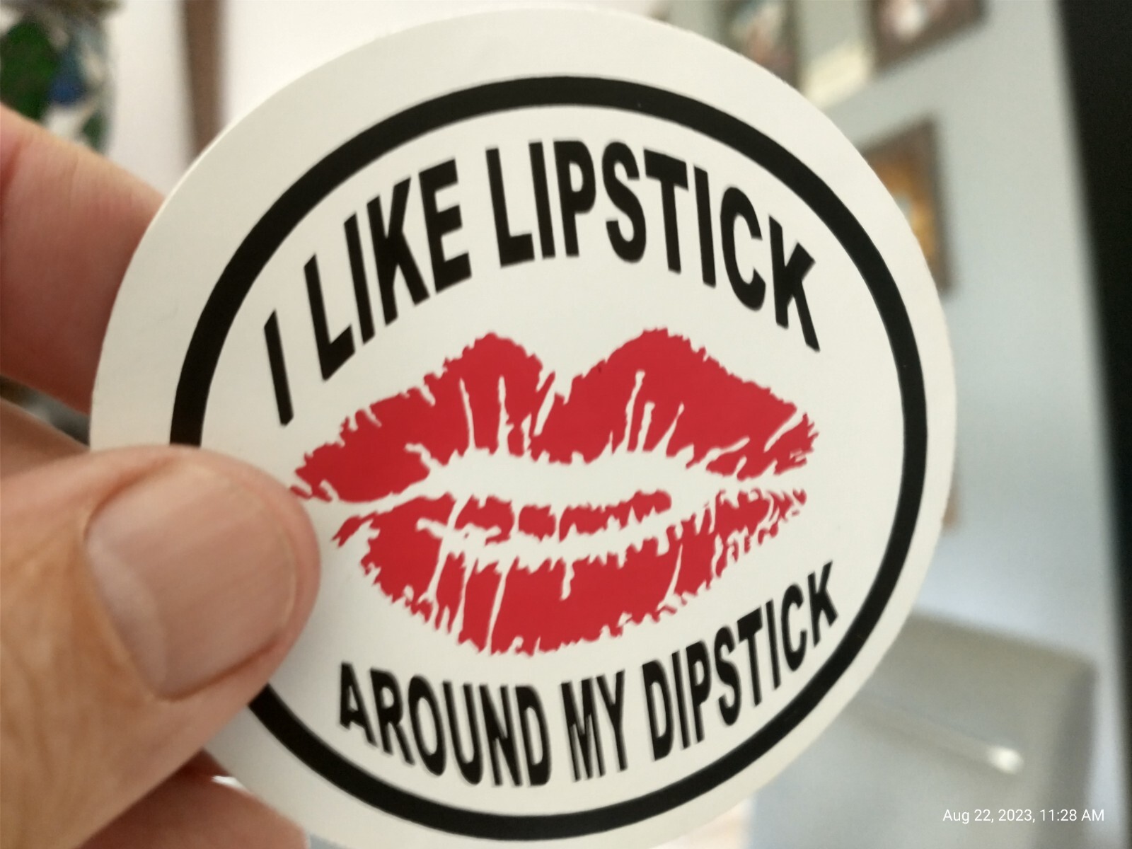 I Like Lipstick Around My Dipstick Sticker Handmade Bumper Decal Funny Biker