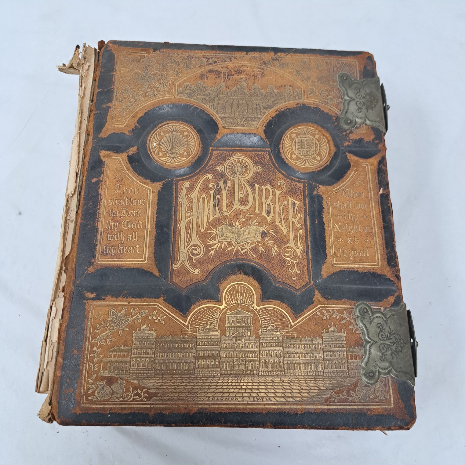 Antique 1892 Bible King James & Revised Versions Double Columns AS-IS 
